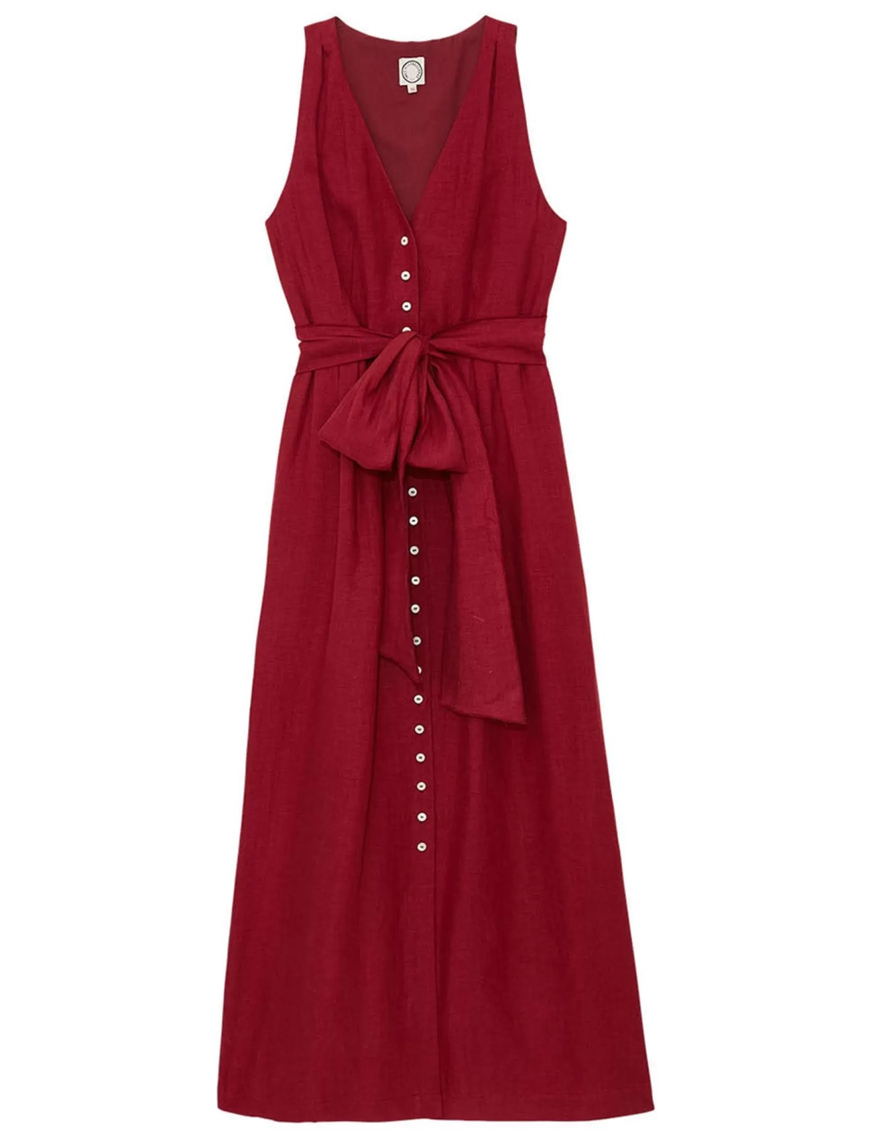 Ines de la Fressange Paris Ambre long dress in raspberry linen Clearance