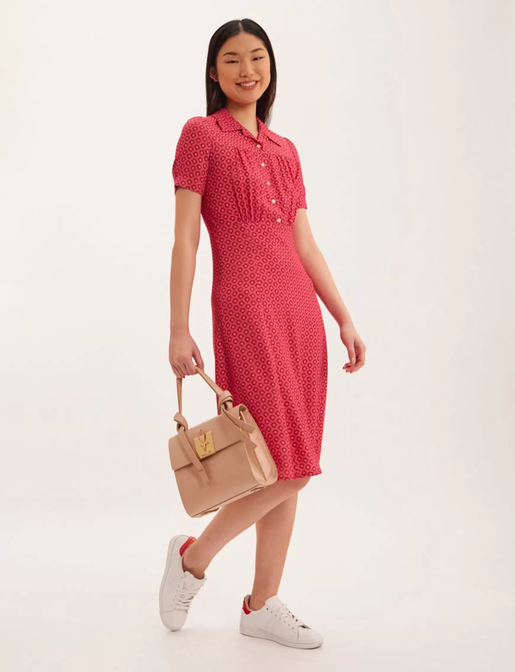 Ines de la Fressange Paris Angèle pink print dress Discount