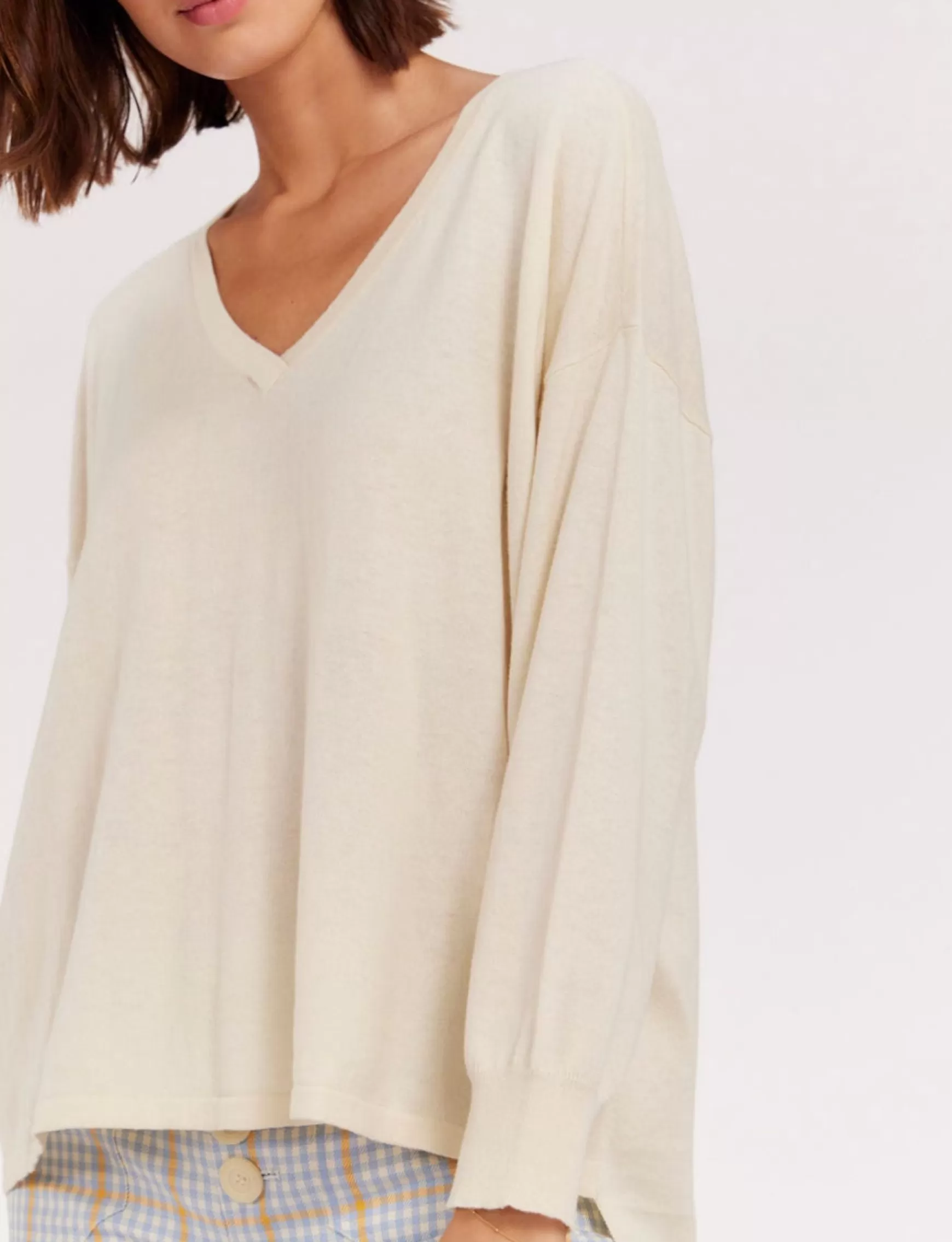 Ines de la Fressange Paris Anton ivory cashmere V-neck jumper Clearance