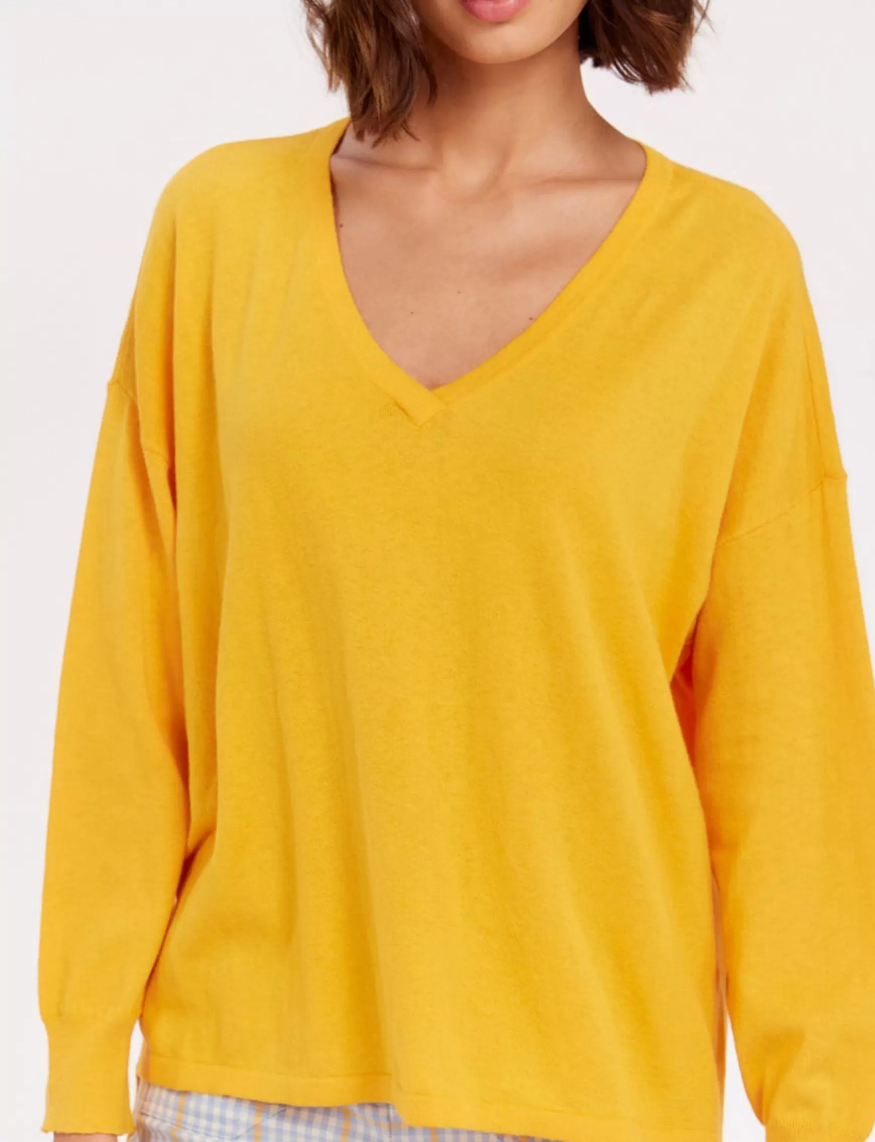 Ines de la Fressange Paris Anton yellow cashmere V-neck jumper Best