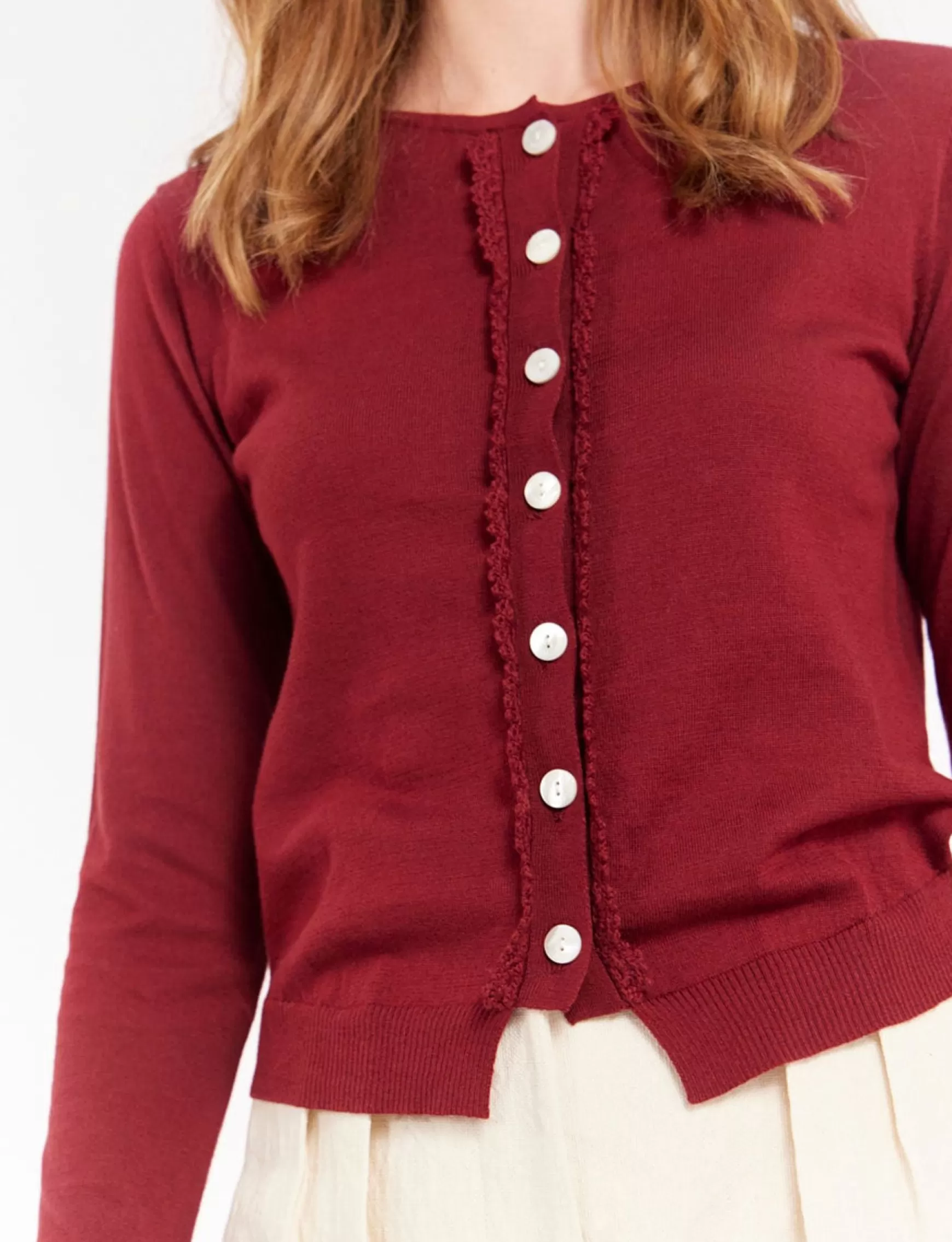 Ines de la Fressange Paris April burgundy cardigan Flash Sale