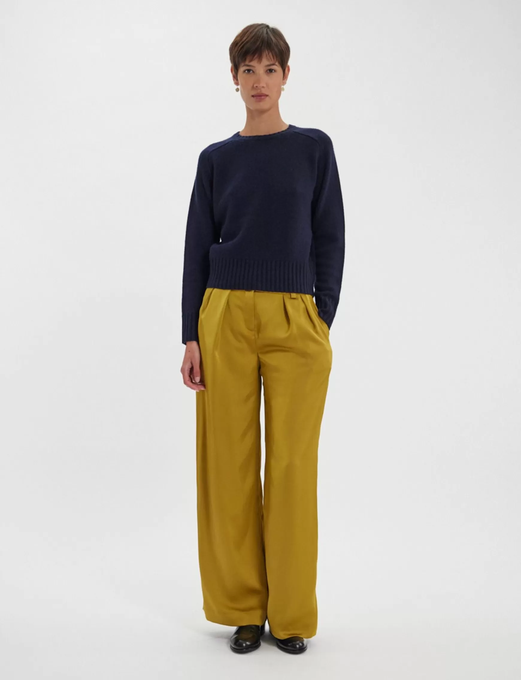 Ines de la Fressange Paris Arthur jumper in navy wool and cashmere Store