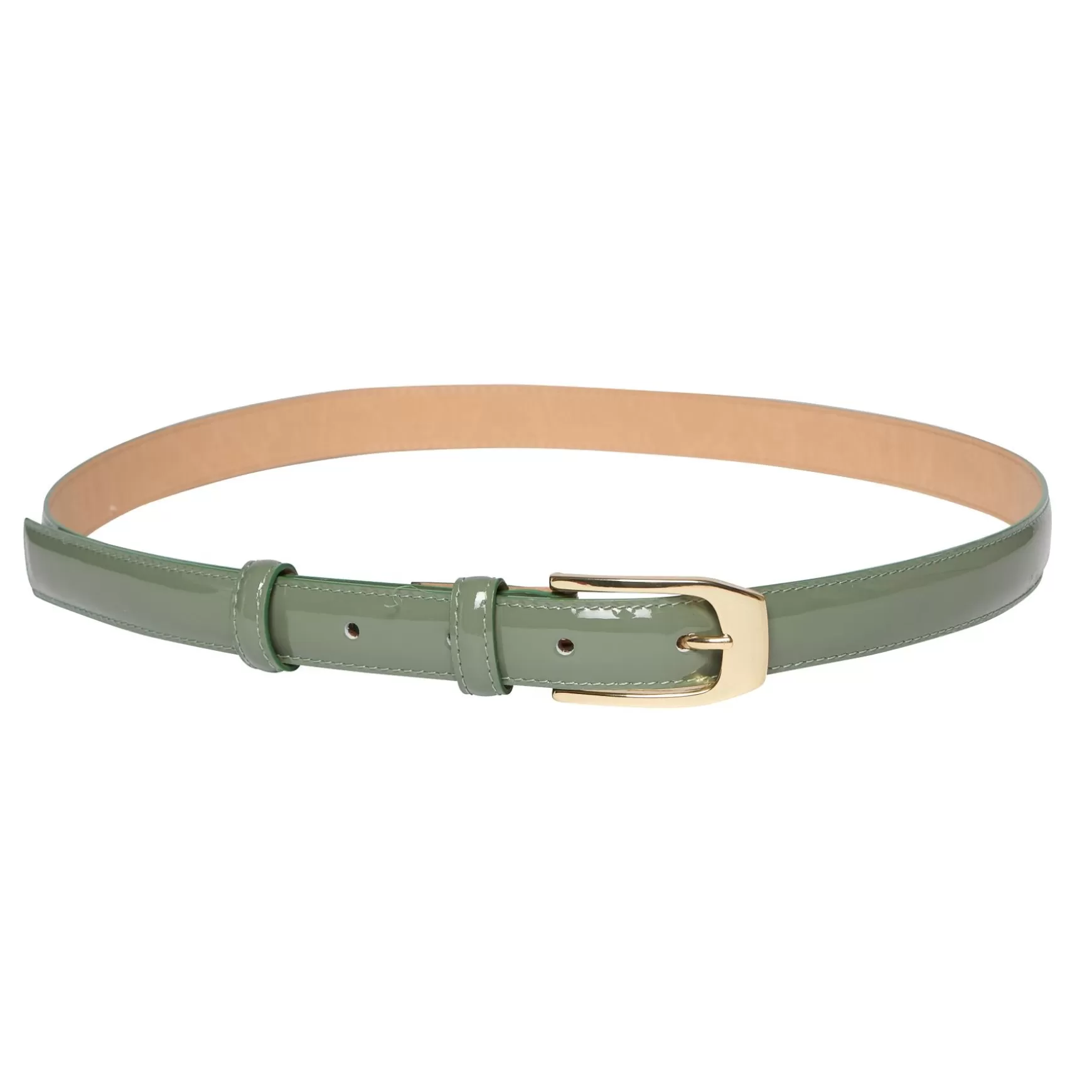 Ines de la Fressange Paris Aurelia almond green patent leather belt Hot