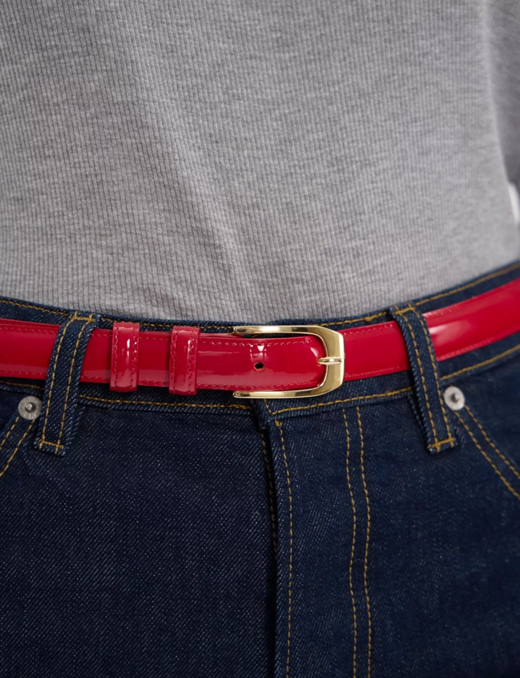 Ines de la Fressange Paris Aurelia red patent leather belt Cheap