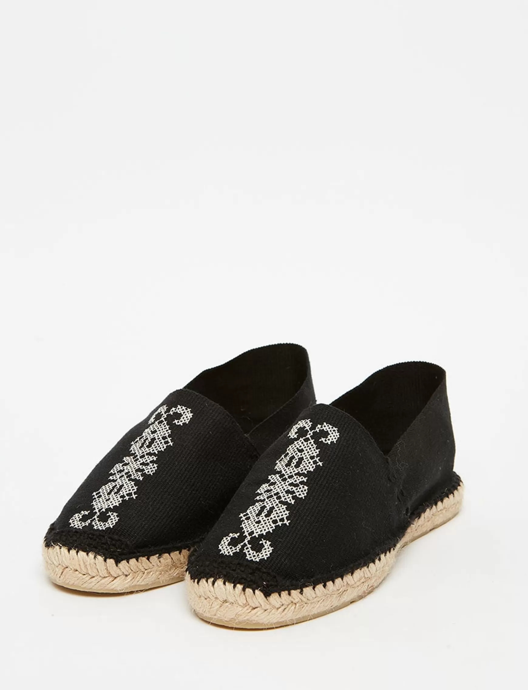 Ines de la Fressange Paris Auriane black embroidered espadrilles Discount