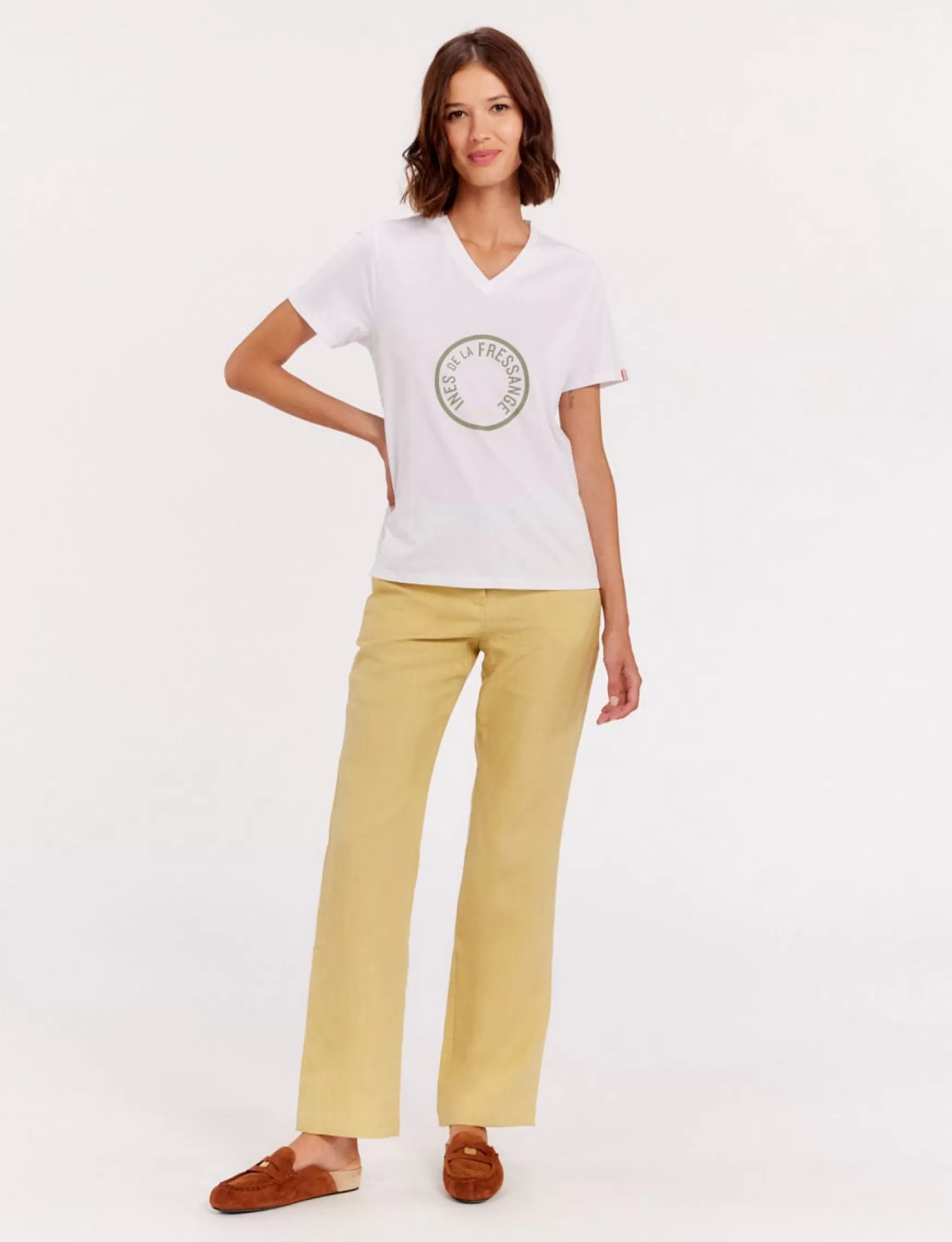 Ines de la Fressange Paris Aurore green V-neck T-shirt Clearance