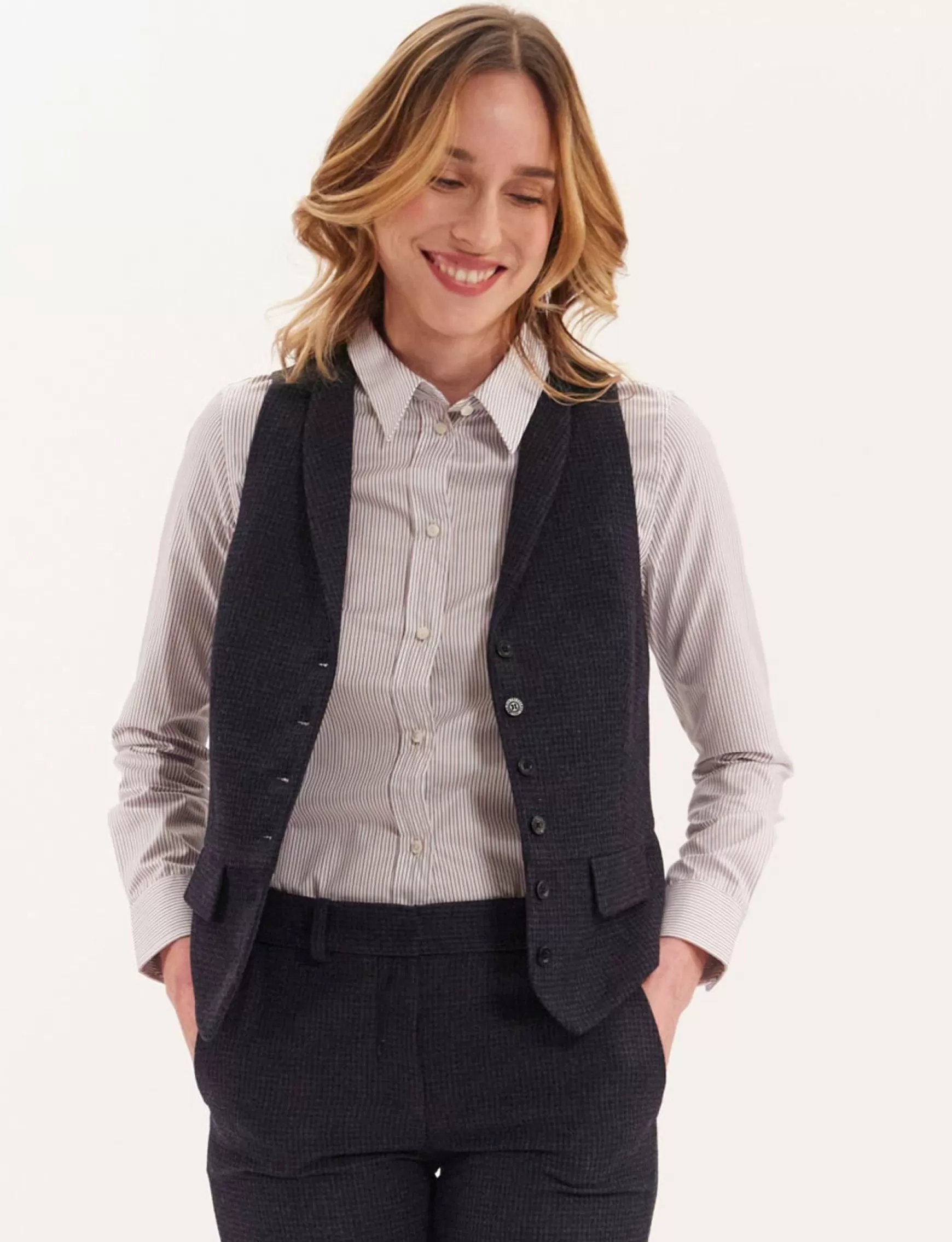 Ines de la Fressange Paris Black and blue Robinson waistcoat Shop