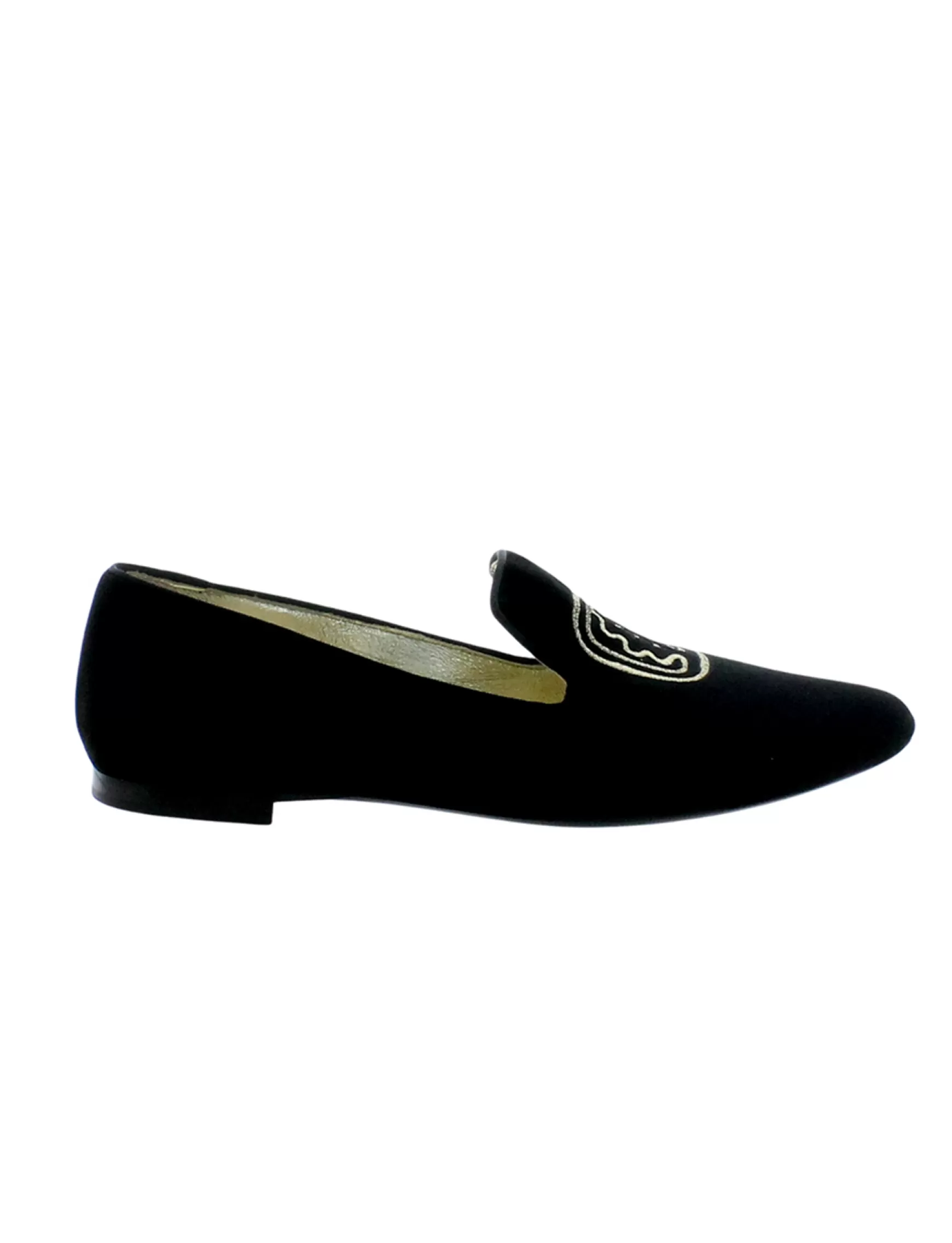 Ines de la Fressange Paris Black velvet embroidered slipper Hot