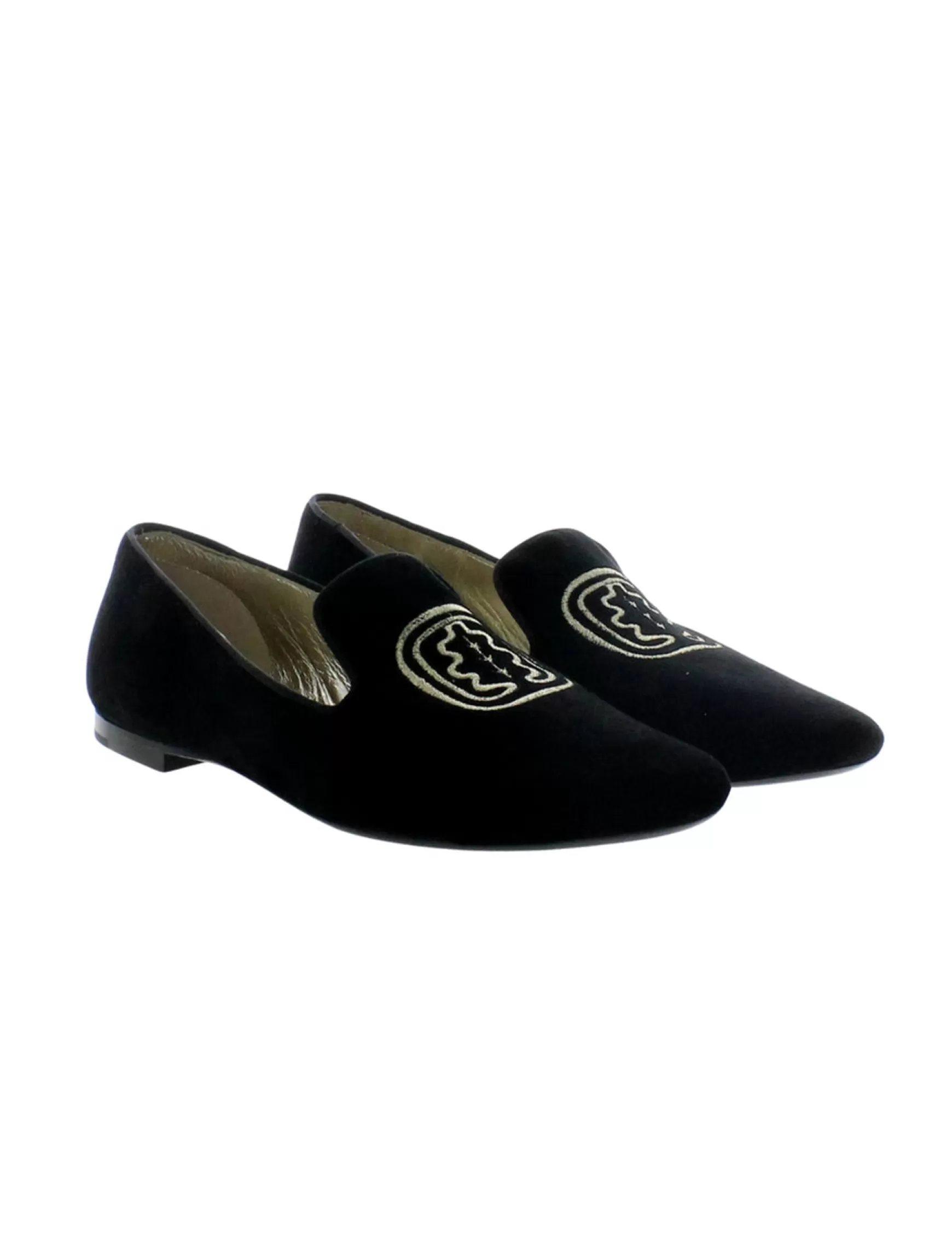 Ines de la Fressange Paris Black velvet embroidered slipper Hot