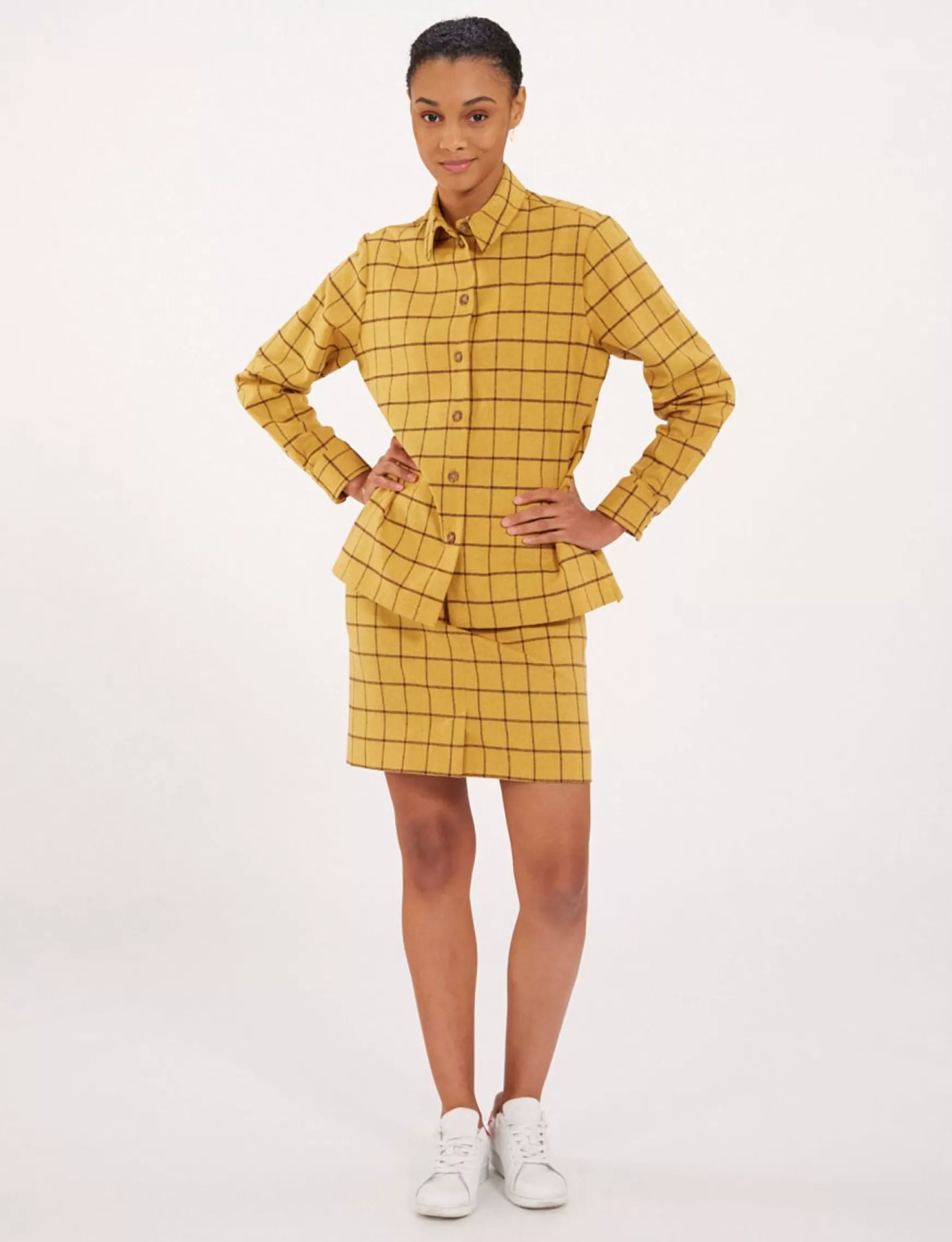 Ines de la Fressange Paris Cassia ochre check shirt Online