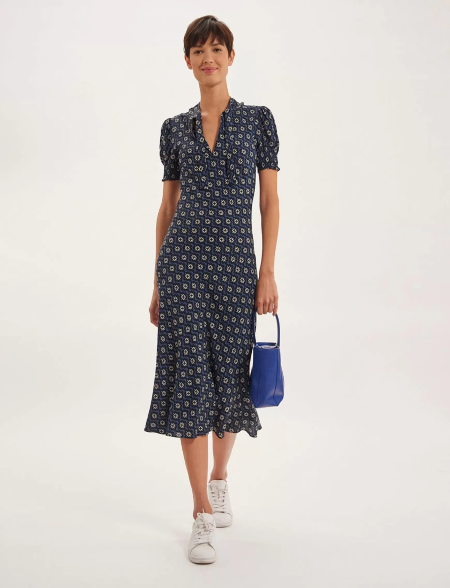 Ines de la Fressange Paris Cerise blue print dress Clearance