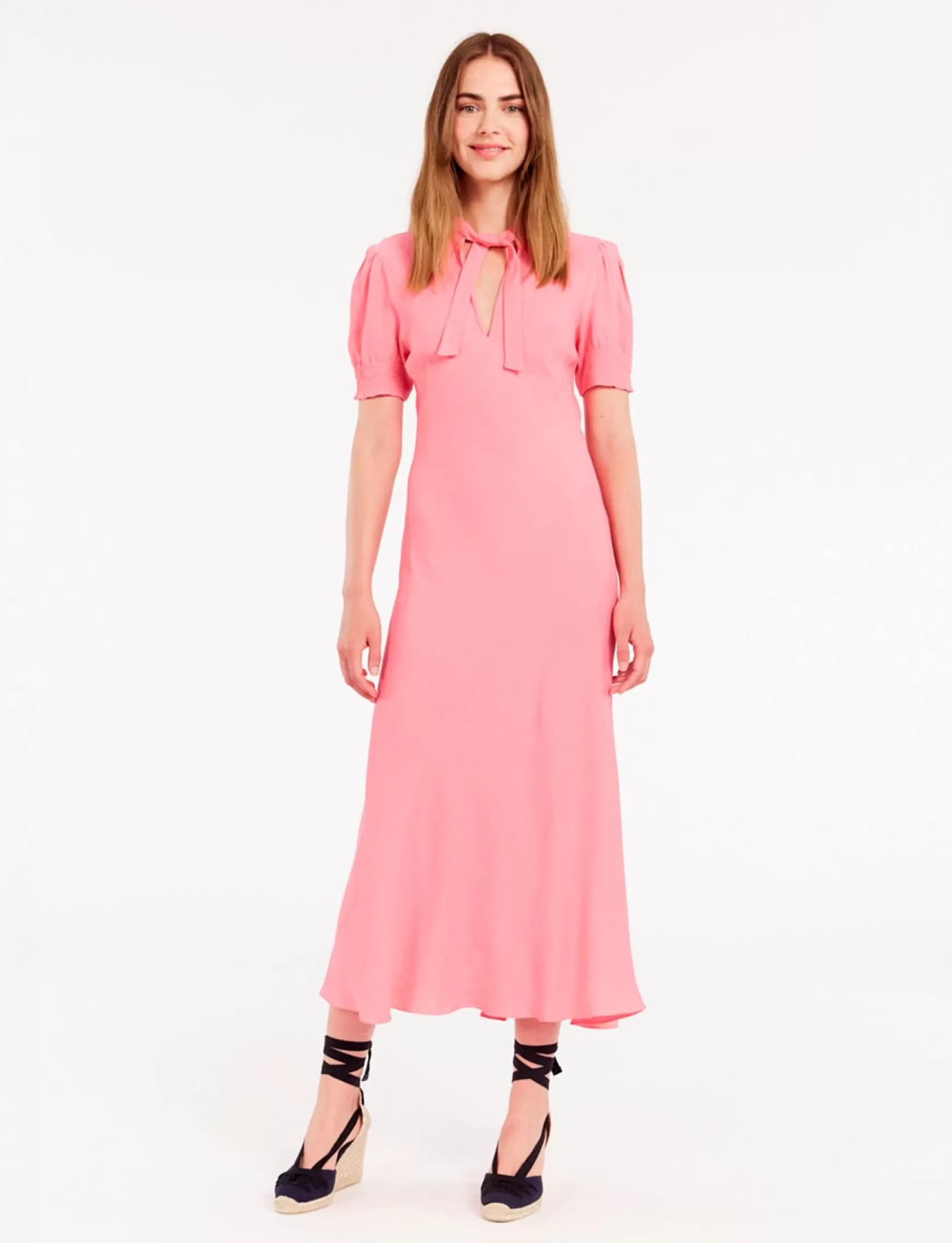 Ines de la Fressange Paris Cerise long pink dress Flash Sale