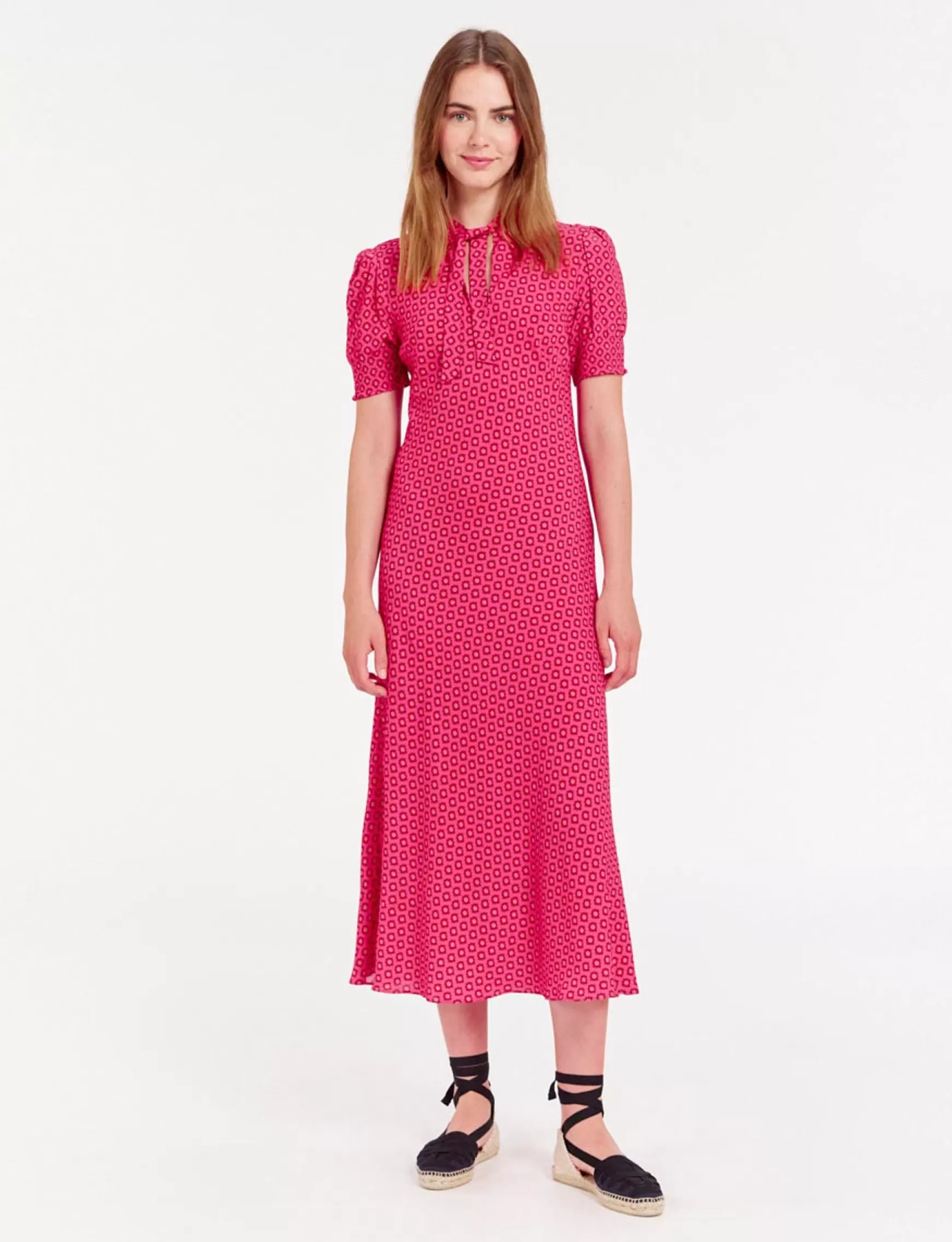 Ines de la Fressange Paris Cerise long pink print dress Online