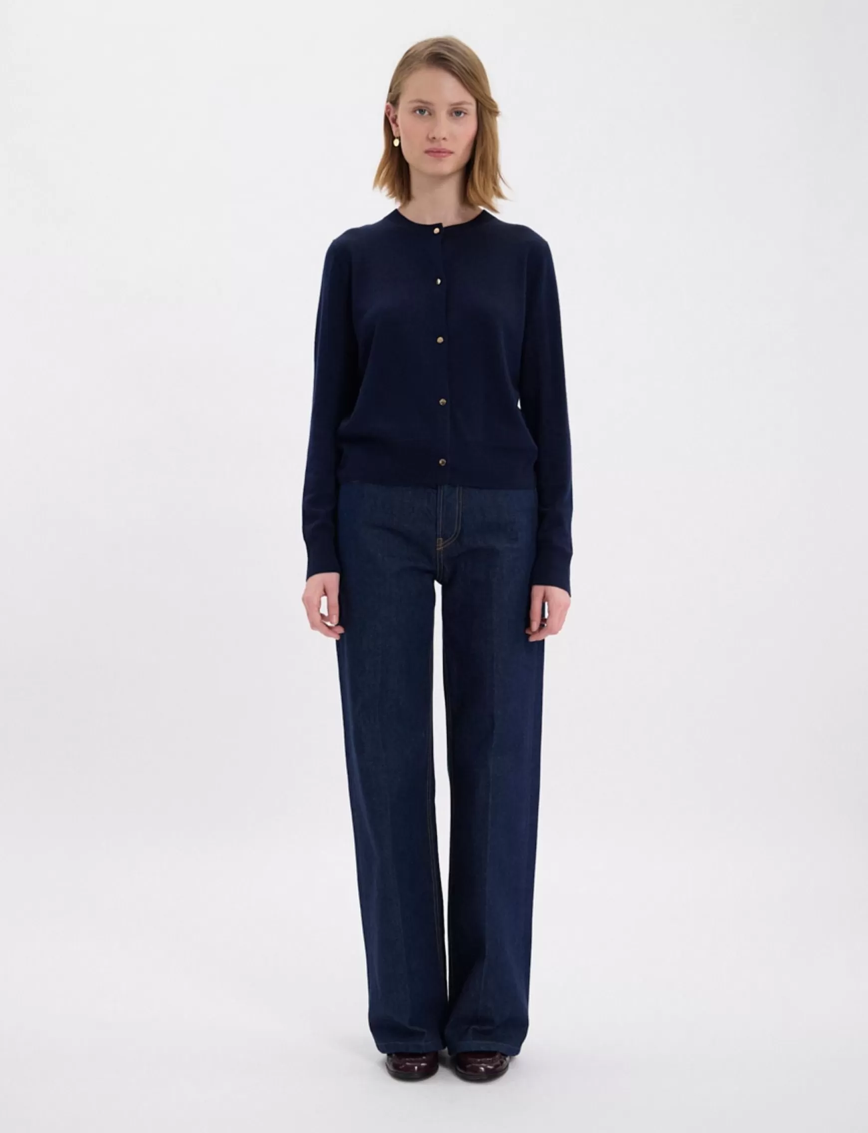 Ines de la Fressange Paris Cesarion navy cardigan Clearance