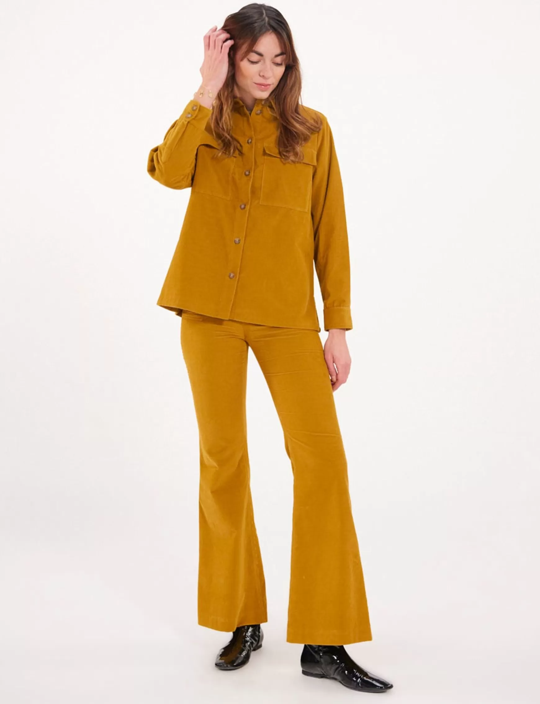 Ines de la Fressange Paris Chandler ochre velvet shirt Cheap