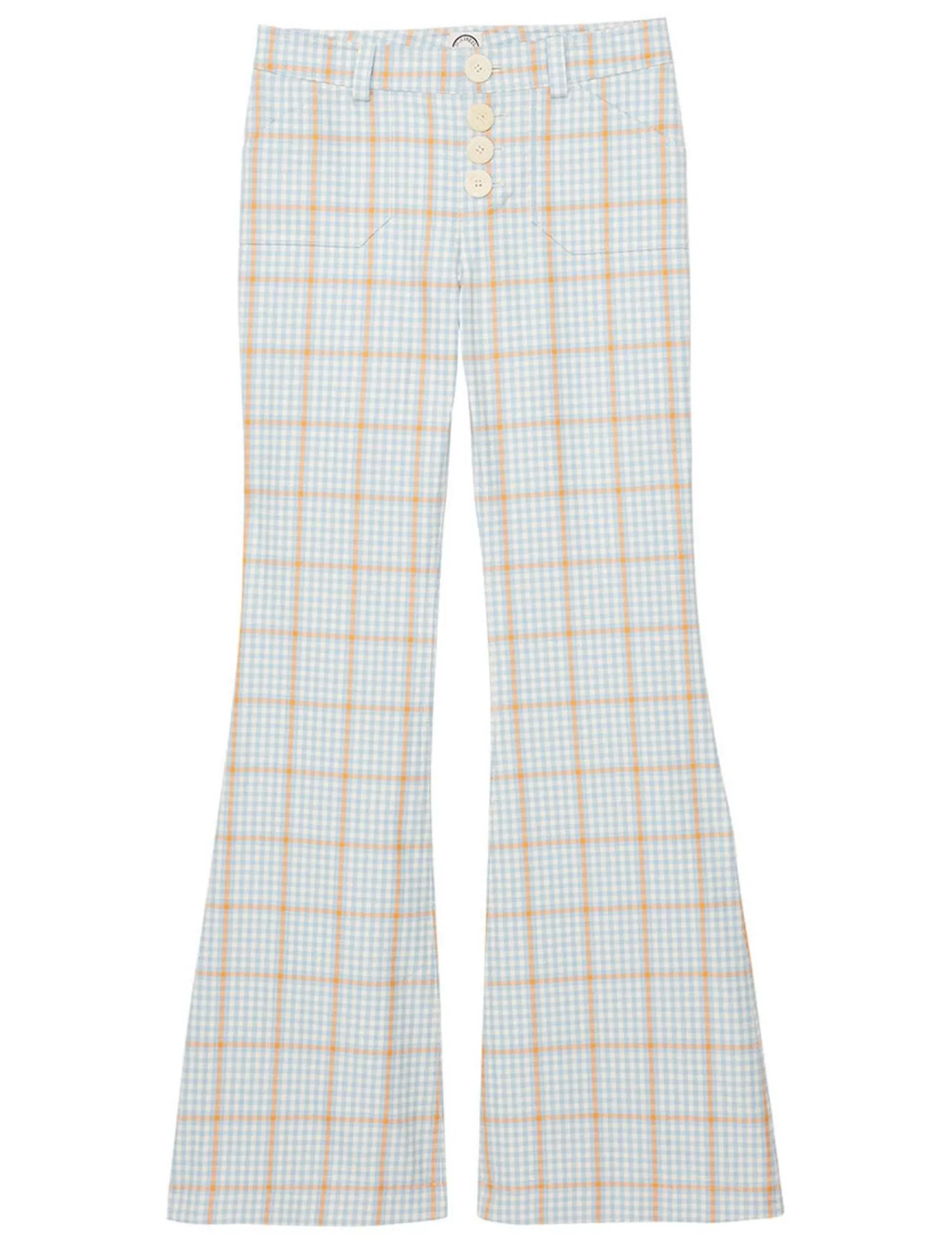 Ines de la Fressange Paris Charlotte blue and orange checked trousers Shop