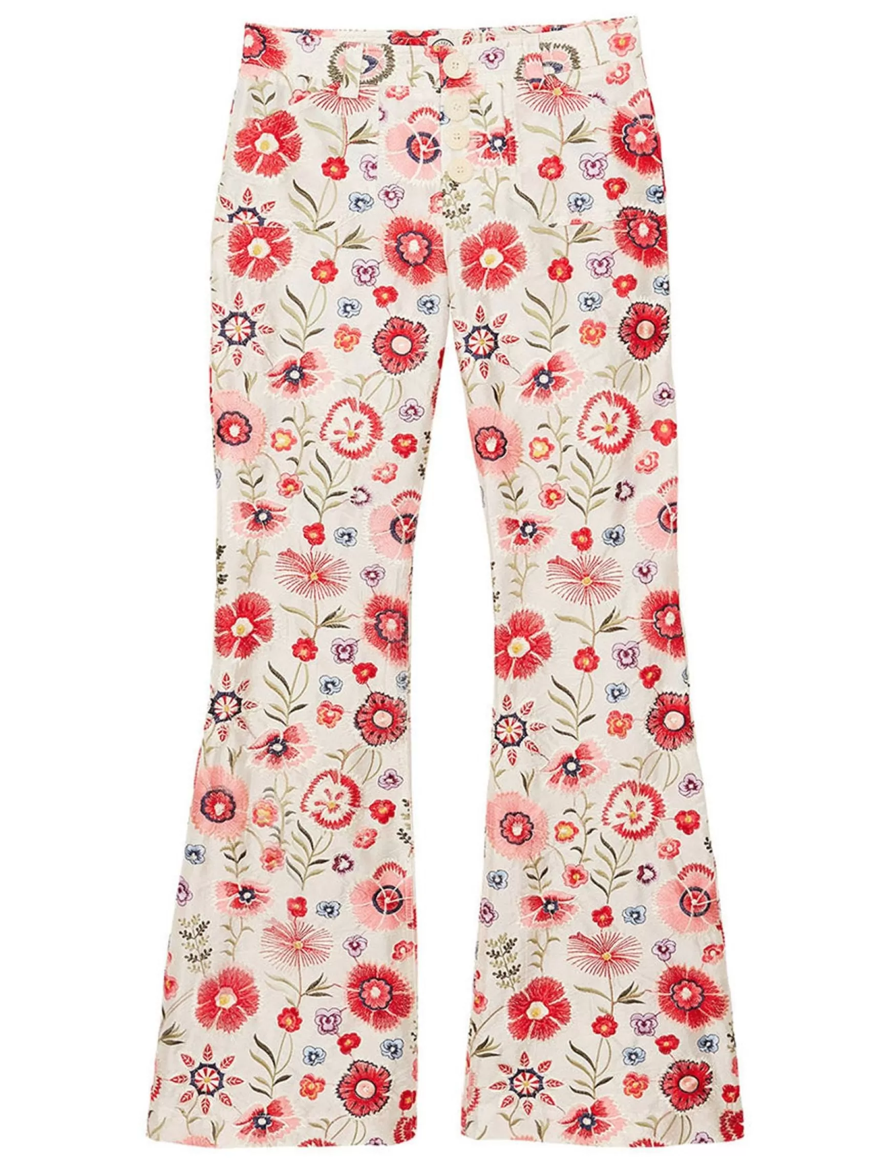 Ines de la Fressange Paris Charlotte ecru embroidered trousers Best