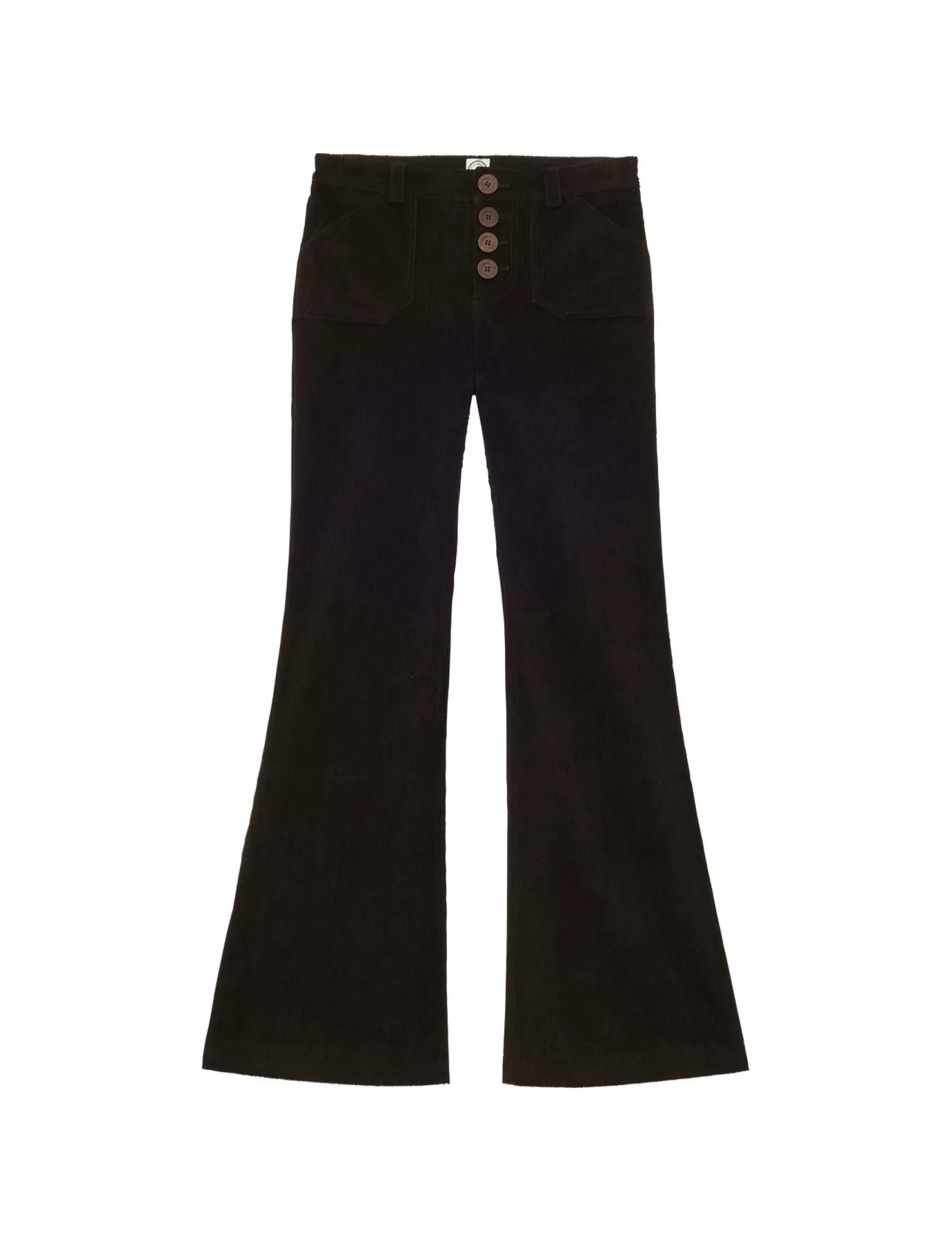 Ines de la Fressange Paris Charlotte trousers in brown milleraies velvet Store