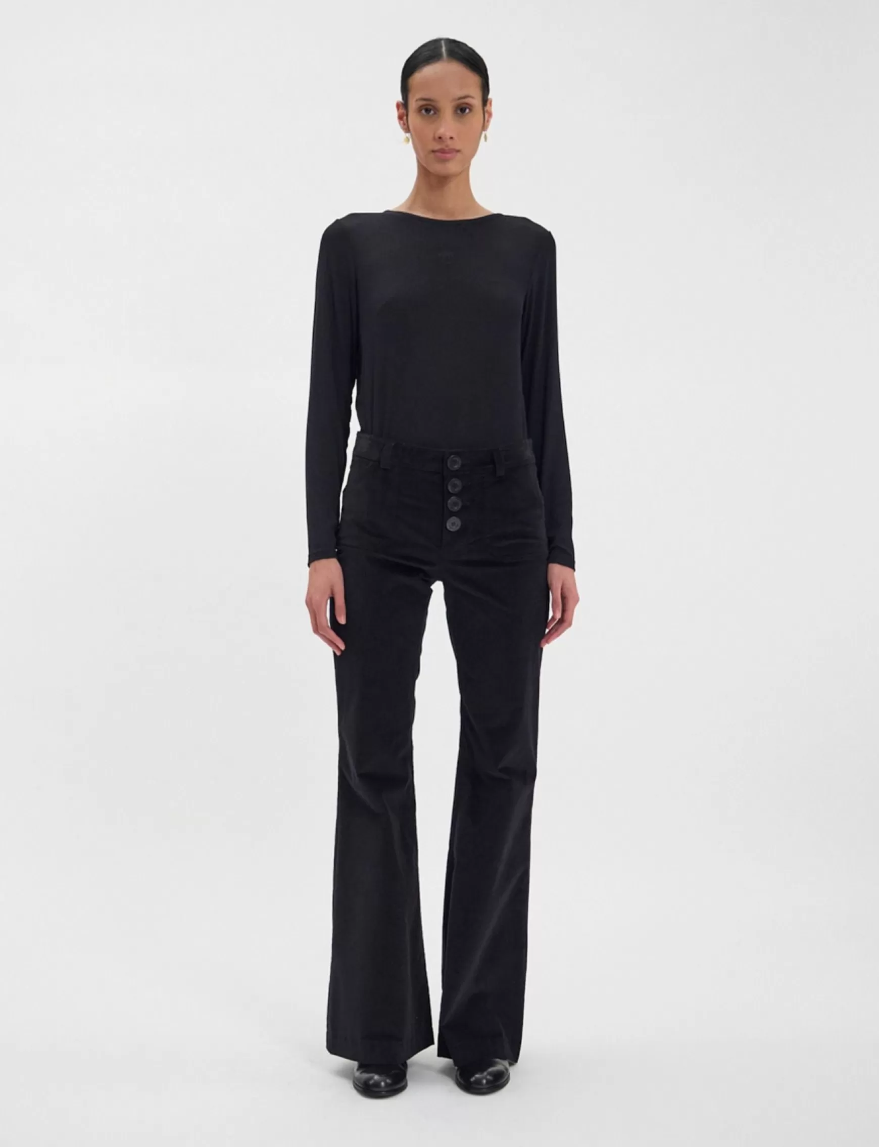 Ines de la Fressange Paris Charlotte trousers in smooth black velvet Cheap