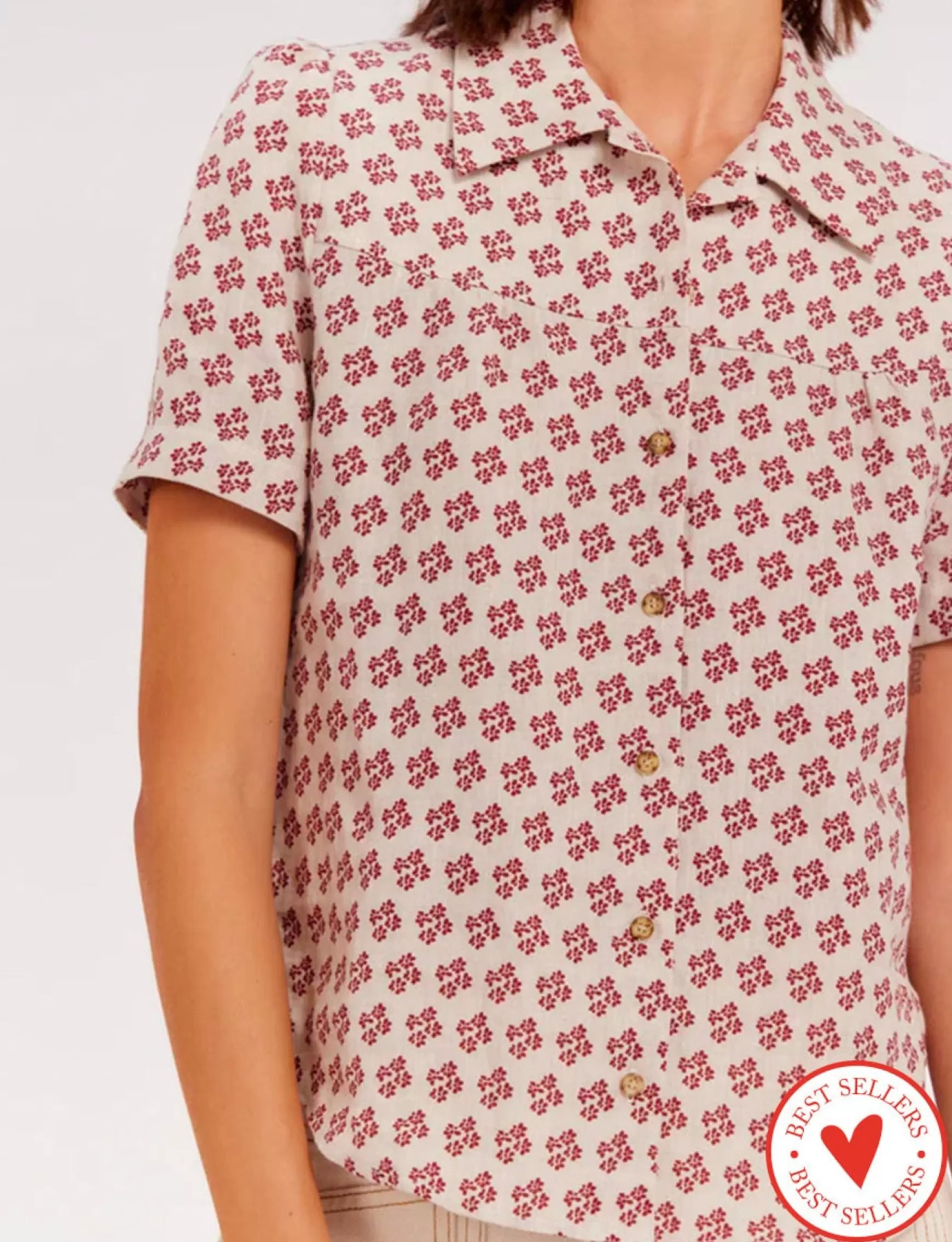 Ines de la Fressange Paris Constance blouse in printed linen Shop