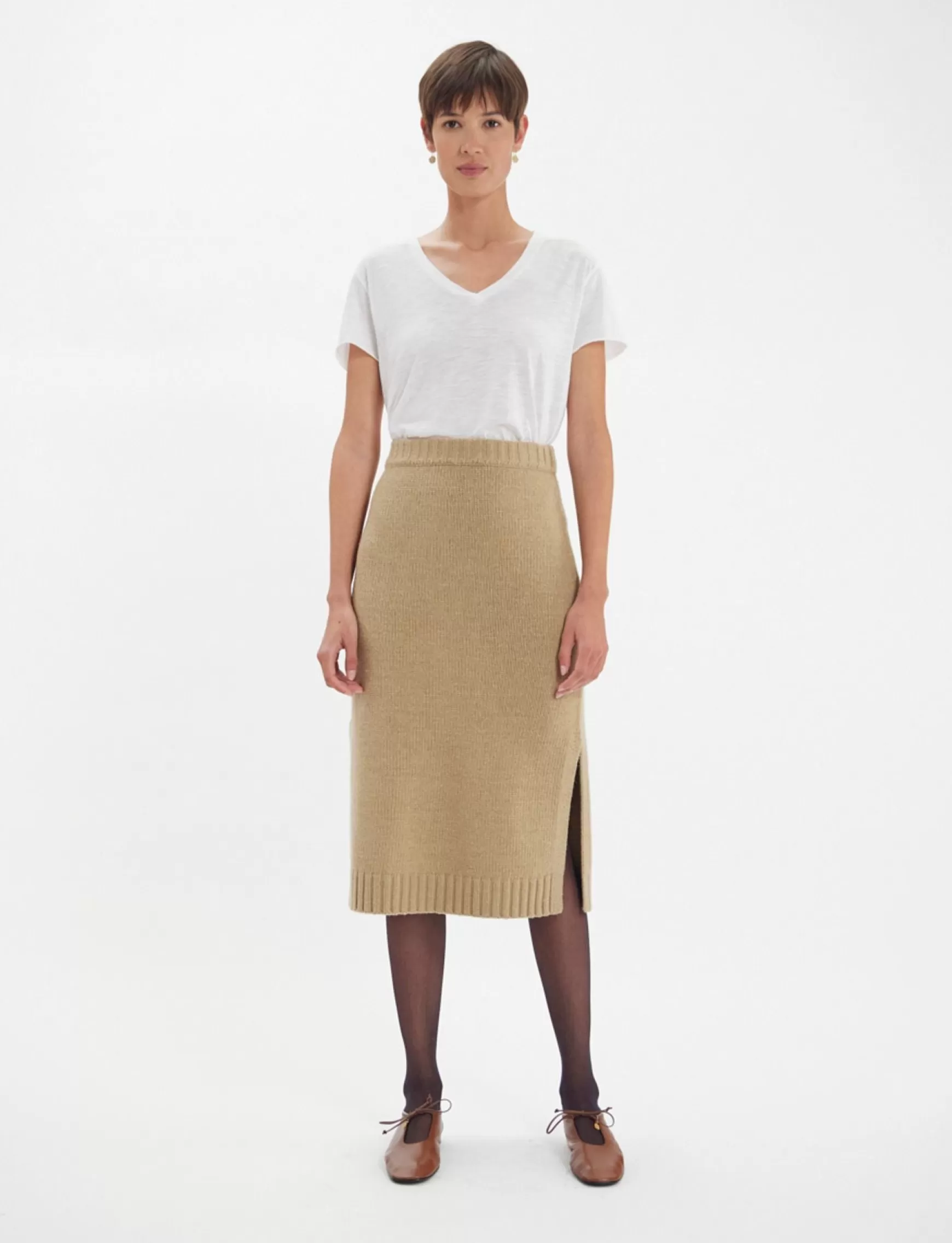 Ines de la Fressange Paris Damia skirt in camel wool Discount