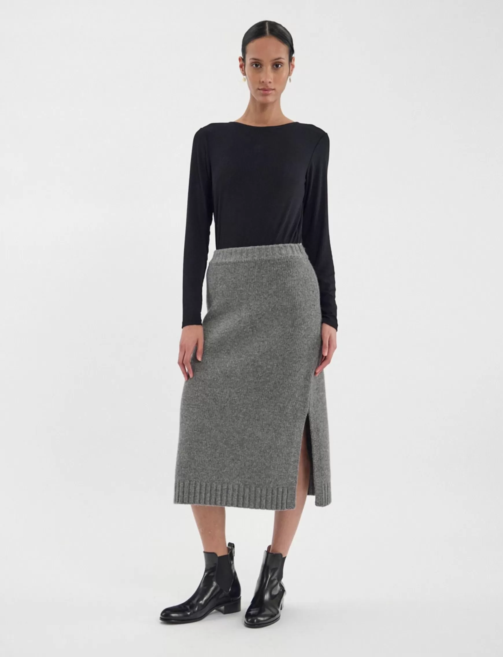 Ines de la Fressange Paris Damia skirt in responsible grey wool Best