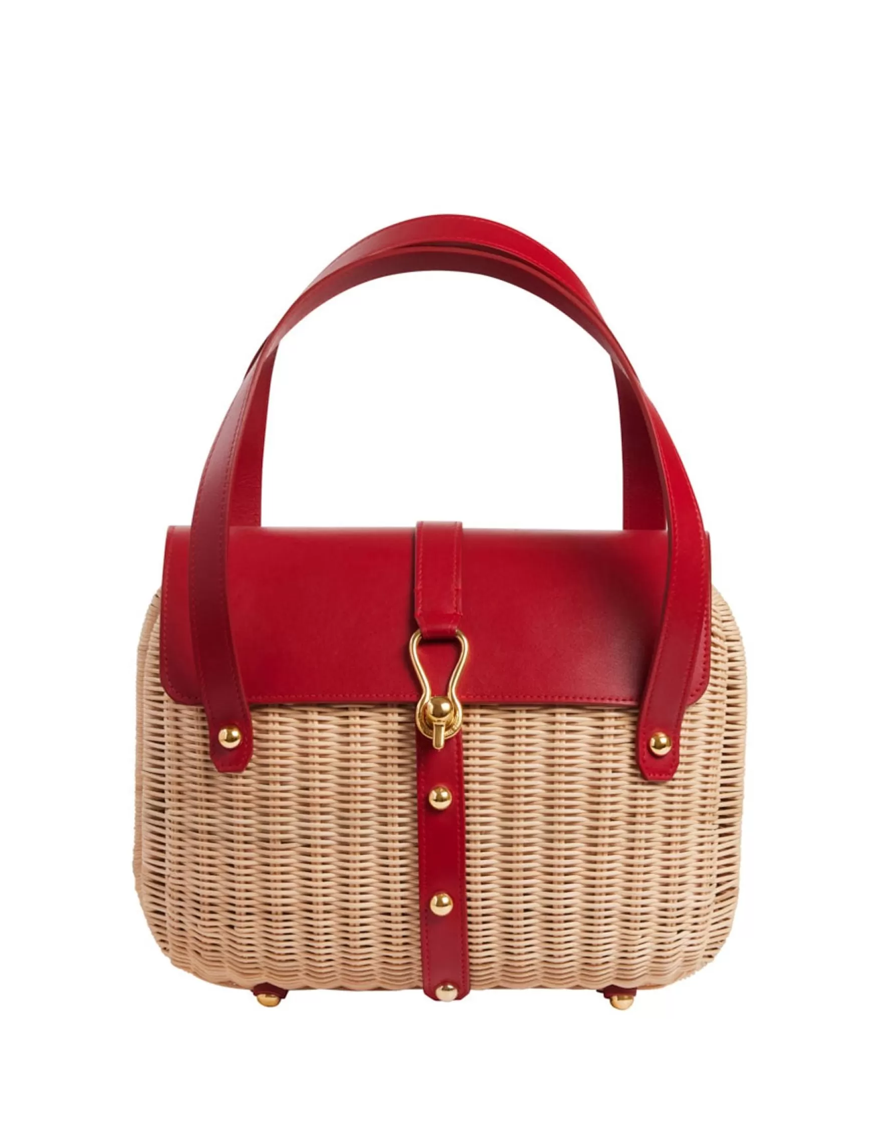 Ines de la Fressange Paris Desiré red leather basket New