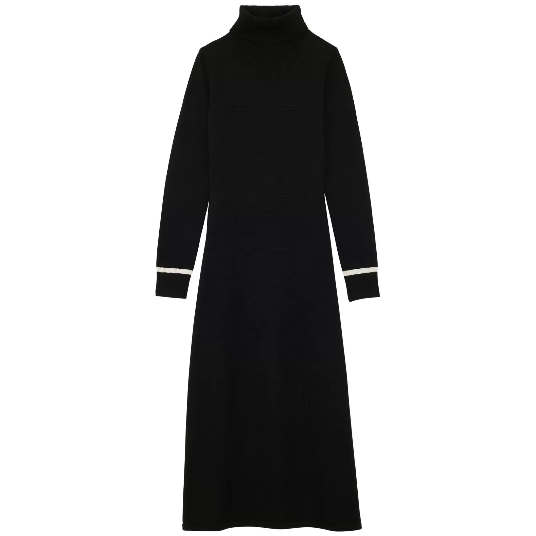 Ines de la Fressange Paris Divine black turtleneck dress with white trim Cheap