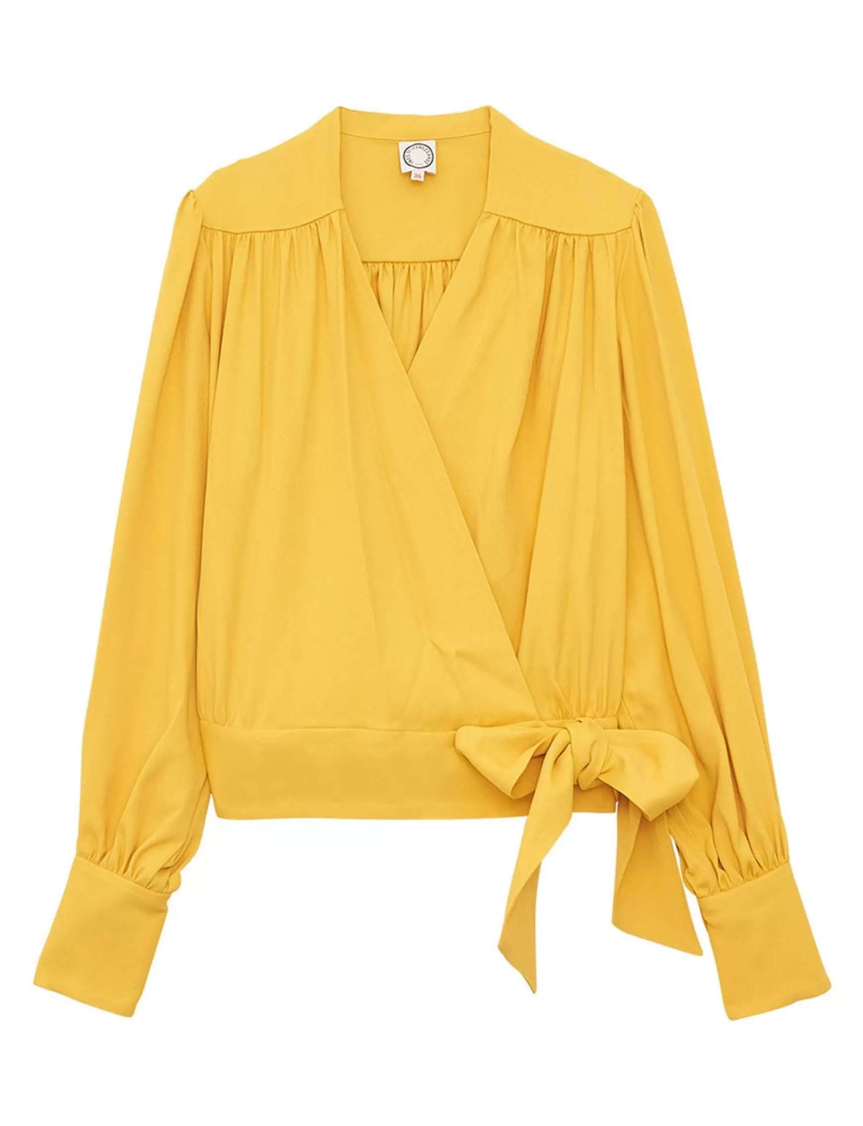 Ines de la Fressange Paris Elena yellow loose-fit crepe blouse Fashion