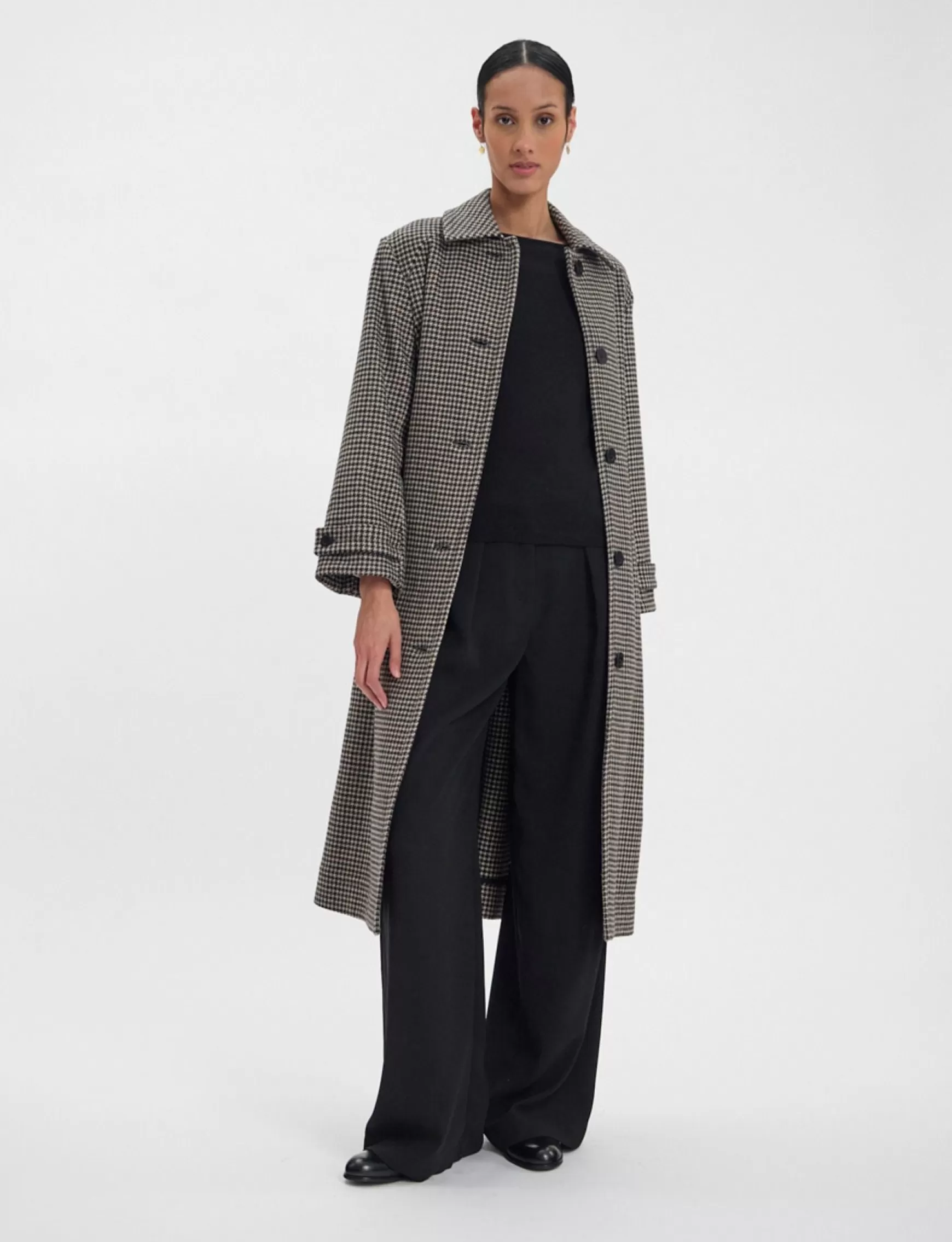 Ines de la Fressange Paris Esmé coat in houndstooth wool-blend New