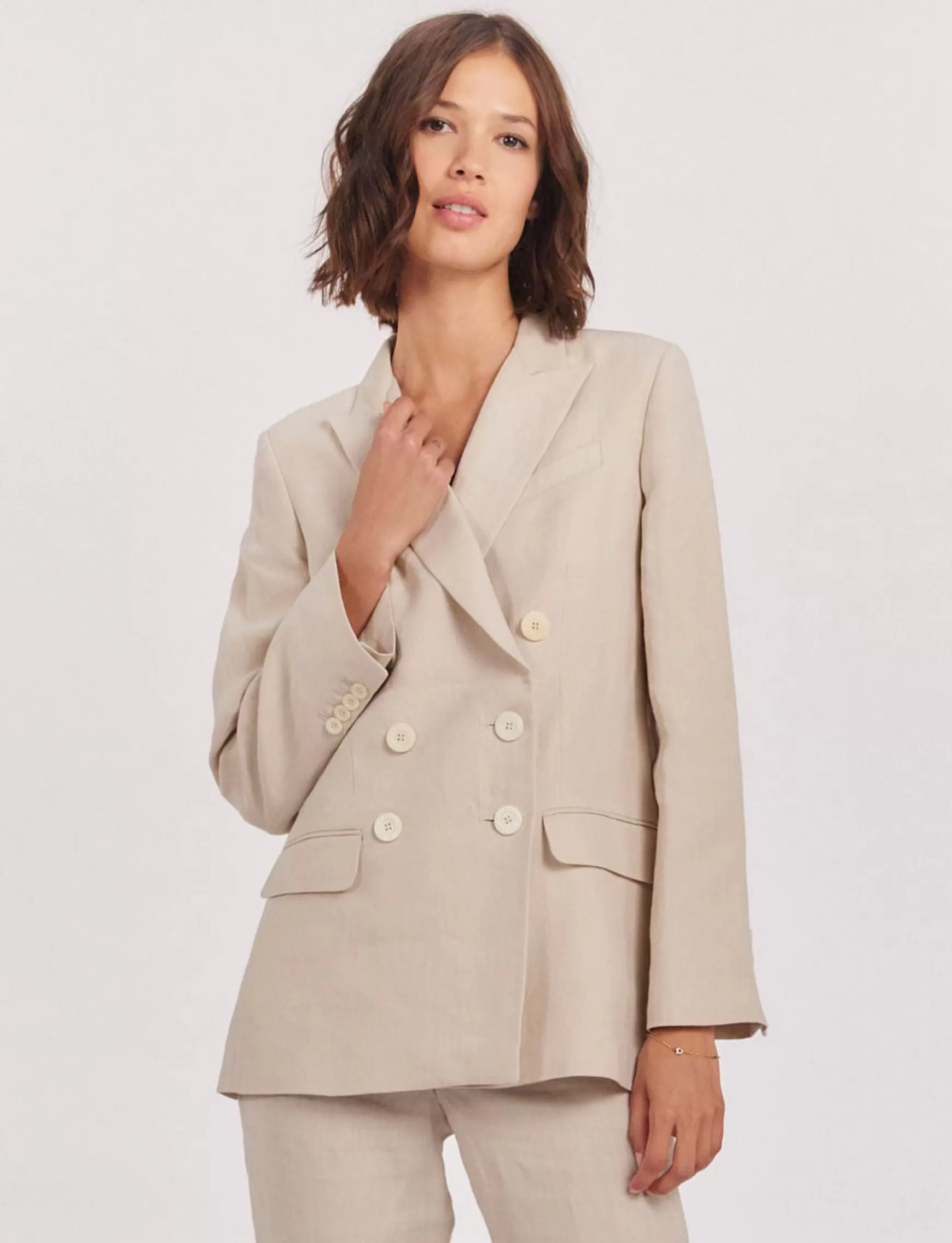 Ines de la Fressange Paris Ezio jacket in sandy linen Sale