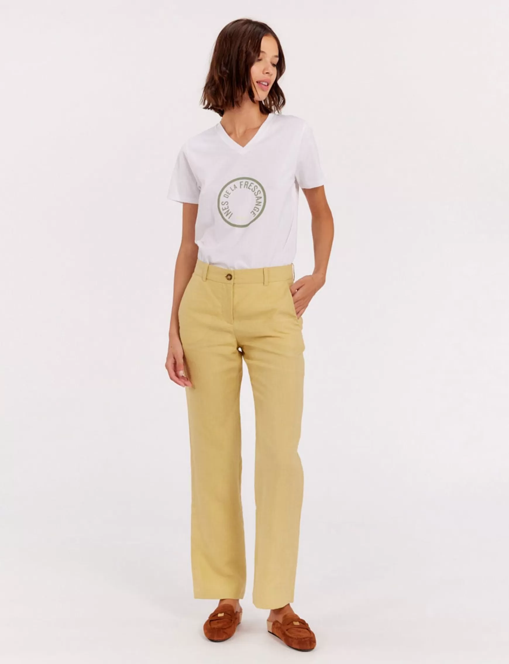 Ines de la Fressange Paris Francisco trousers in lemon linen Cheap