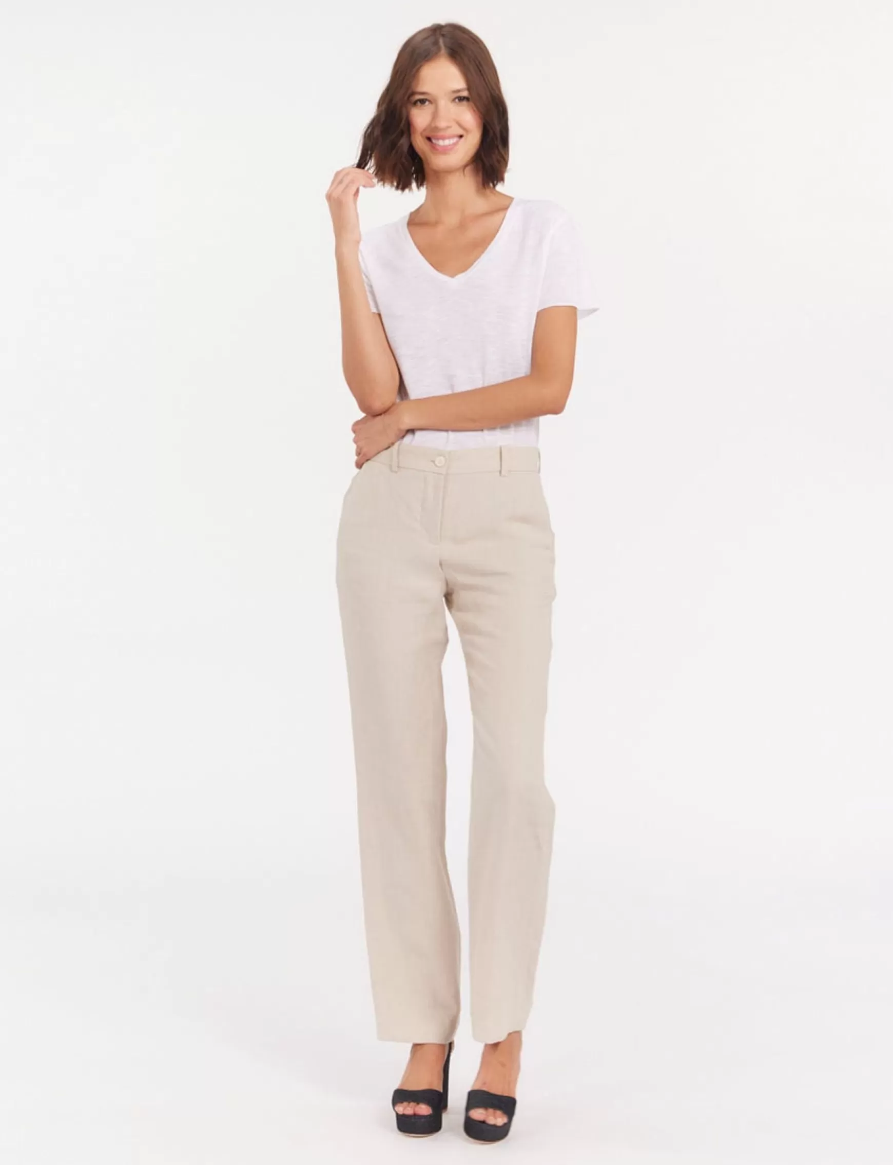 Ines de la Fressange Paris Francisco trousers in sandy linen Best Sale