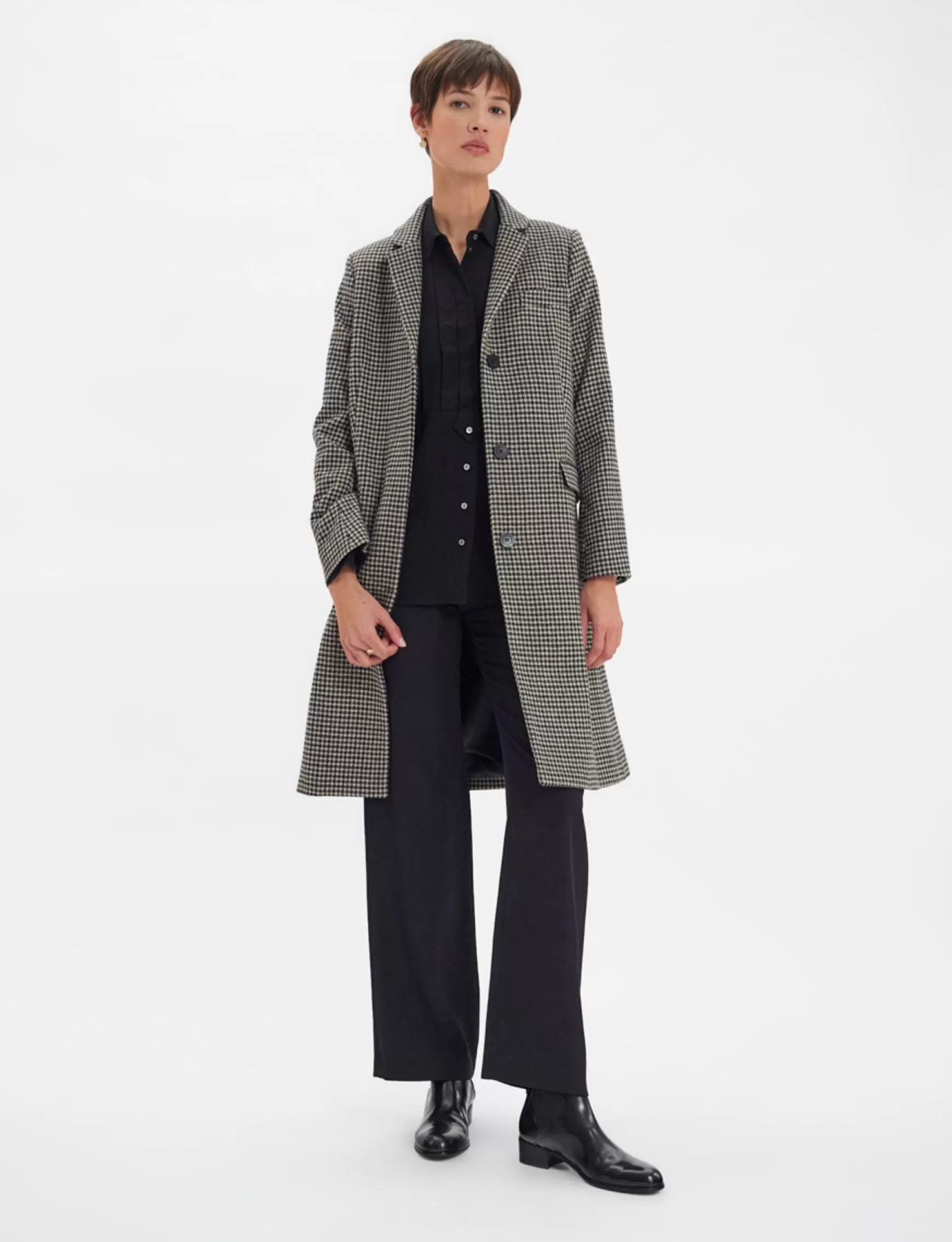 Ines de la Fressange Paris Franck houndstooth wool coat Flash Sale