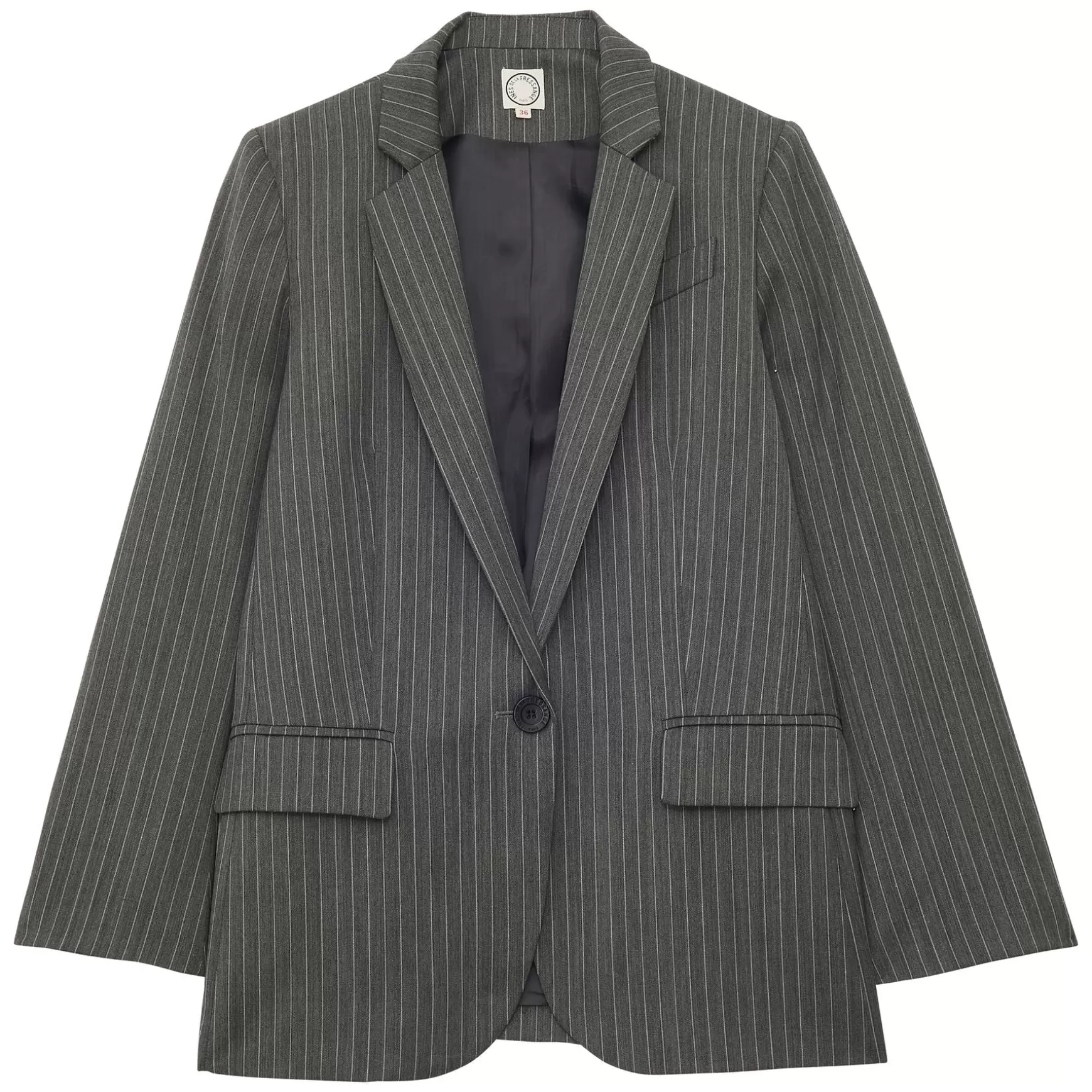 Ines de la Fressange Paris Grey Bruna jacket with white stripes Discount