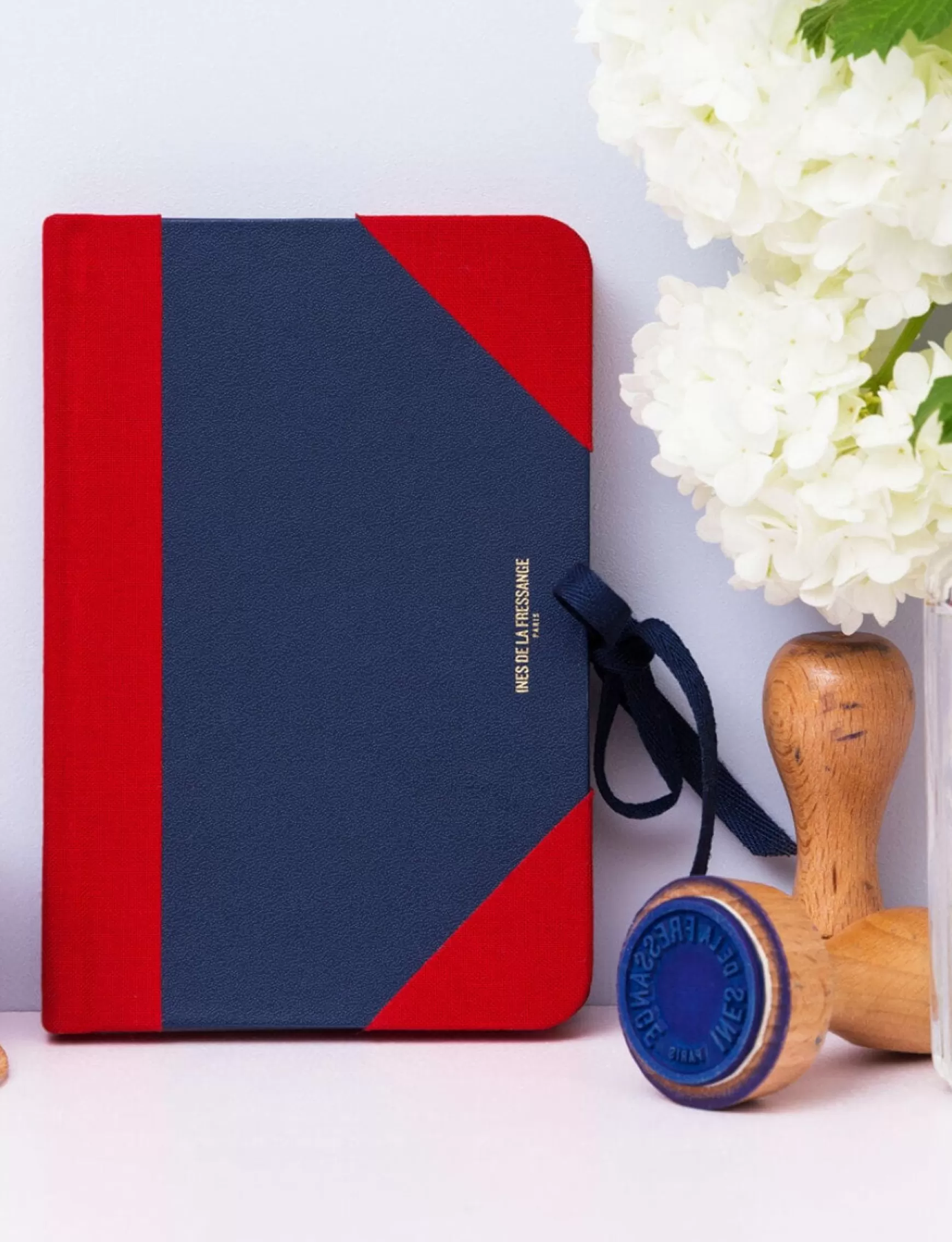 Ines de la Fressange Paris Ines medium notebook navy blue and red Best Sale