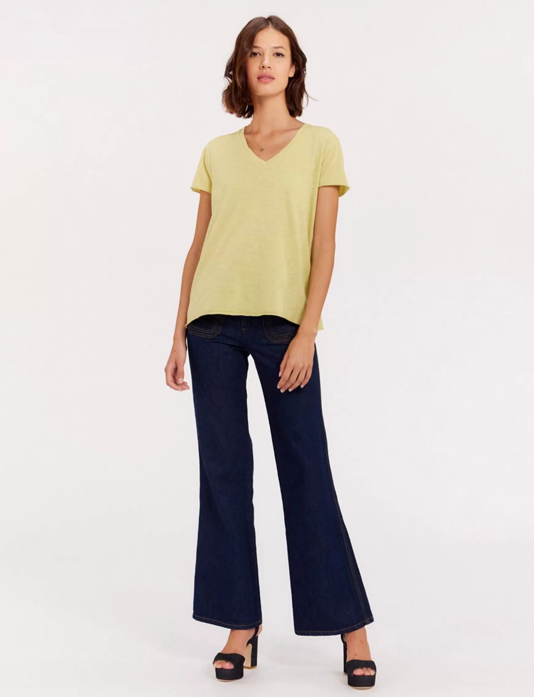 Ines de la Fressange Paris Katalina V-neck T-shirt lemon Online