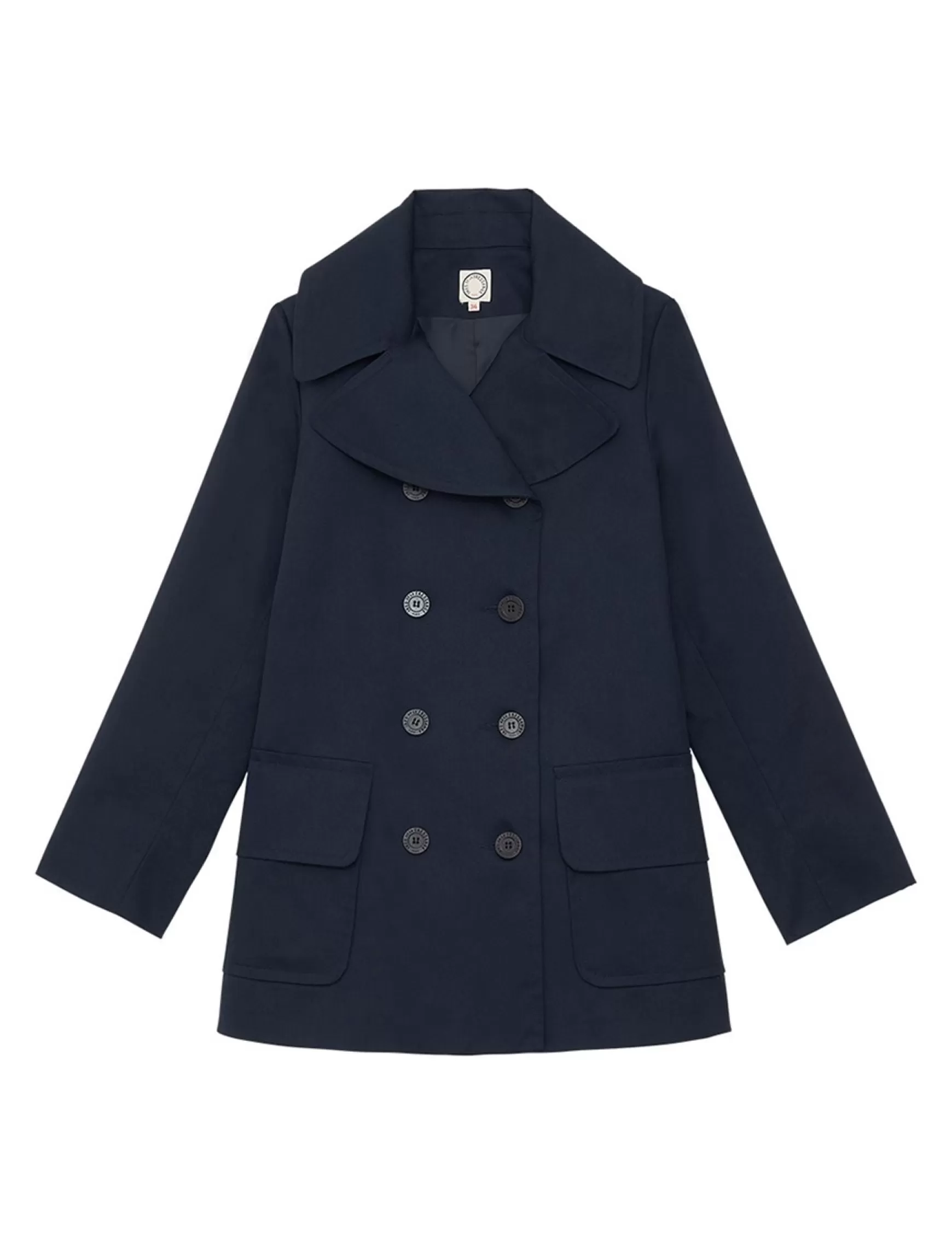 Ines de la Fressange Paris Lightweight navy blue Seraphine coat Outlet