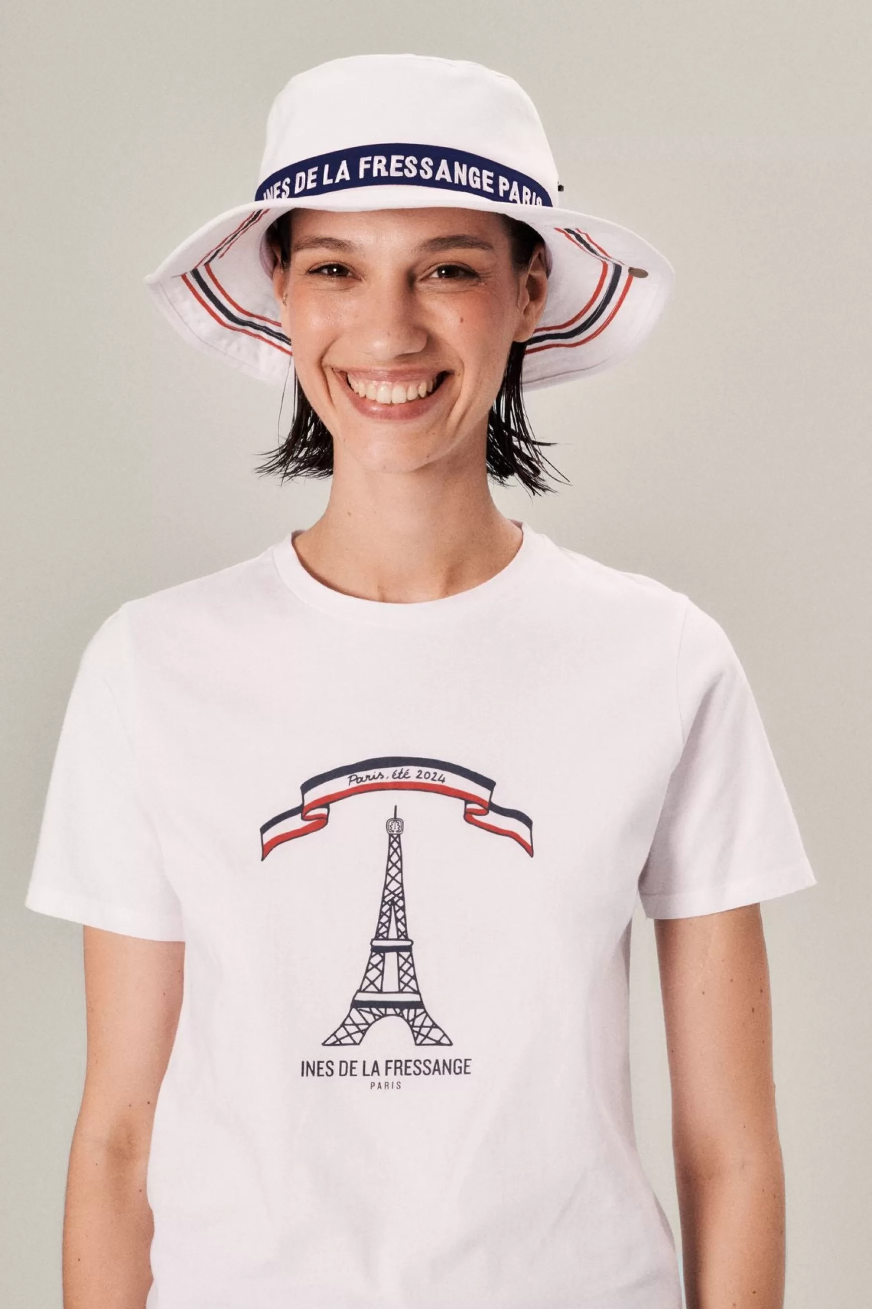 Ines de la Fressange Paris Limited edition T-shirt, summer 2024 in Paris, "Eiffel Tower" design Shop