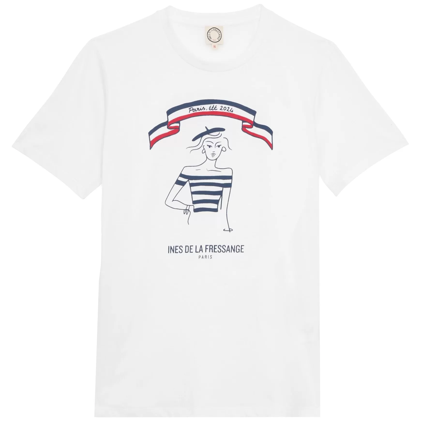 Ines de la Fressange Paris Limited edition T-shirt, summer 2024 in Paris, "Parisienne" model Discount