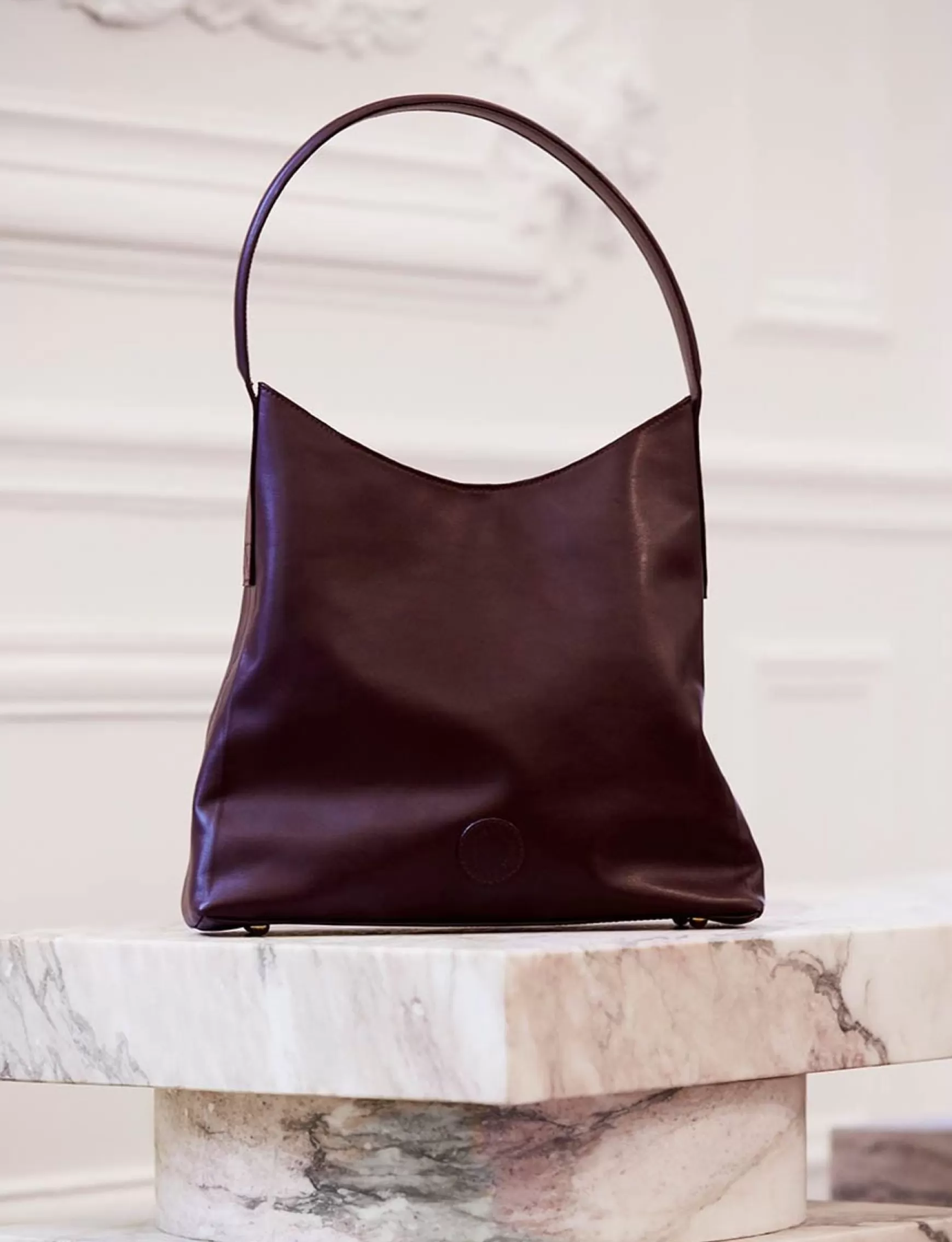 Ines de la Fressange Paris Léonore M burgundy leather bag Best Sale