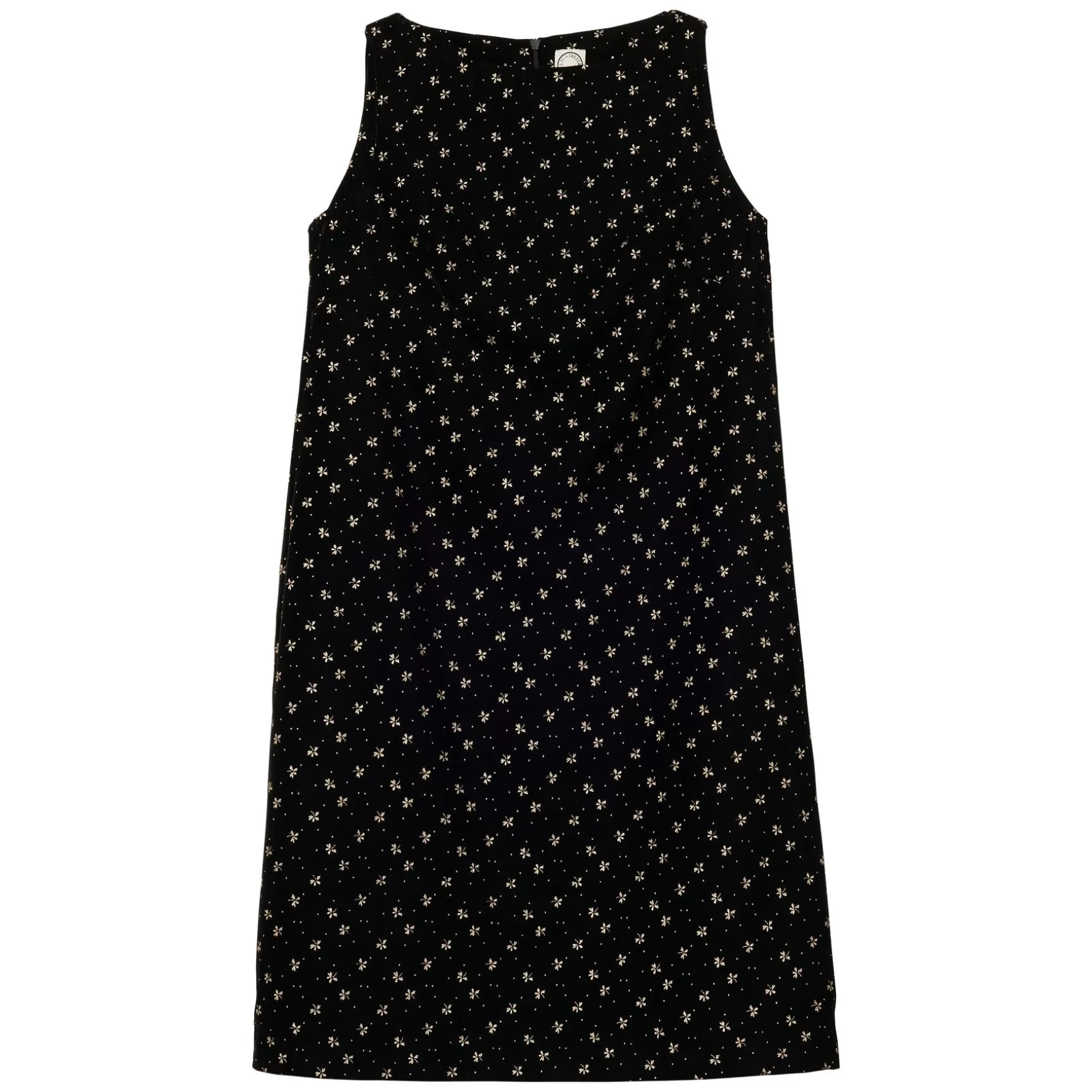 Ines de la Fressange Paris Madeleine dress in smooth black velvet with gold print Clearance