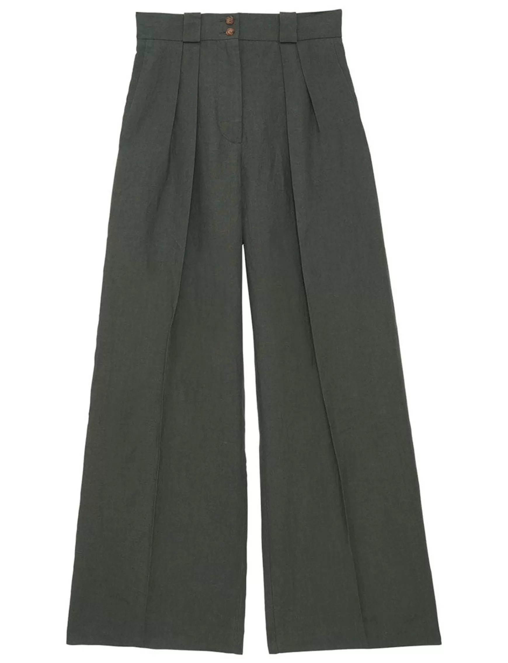 Ines de la Fressange Paris Marlène trousers in dark green linen Best Sale