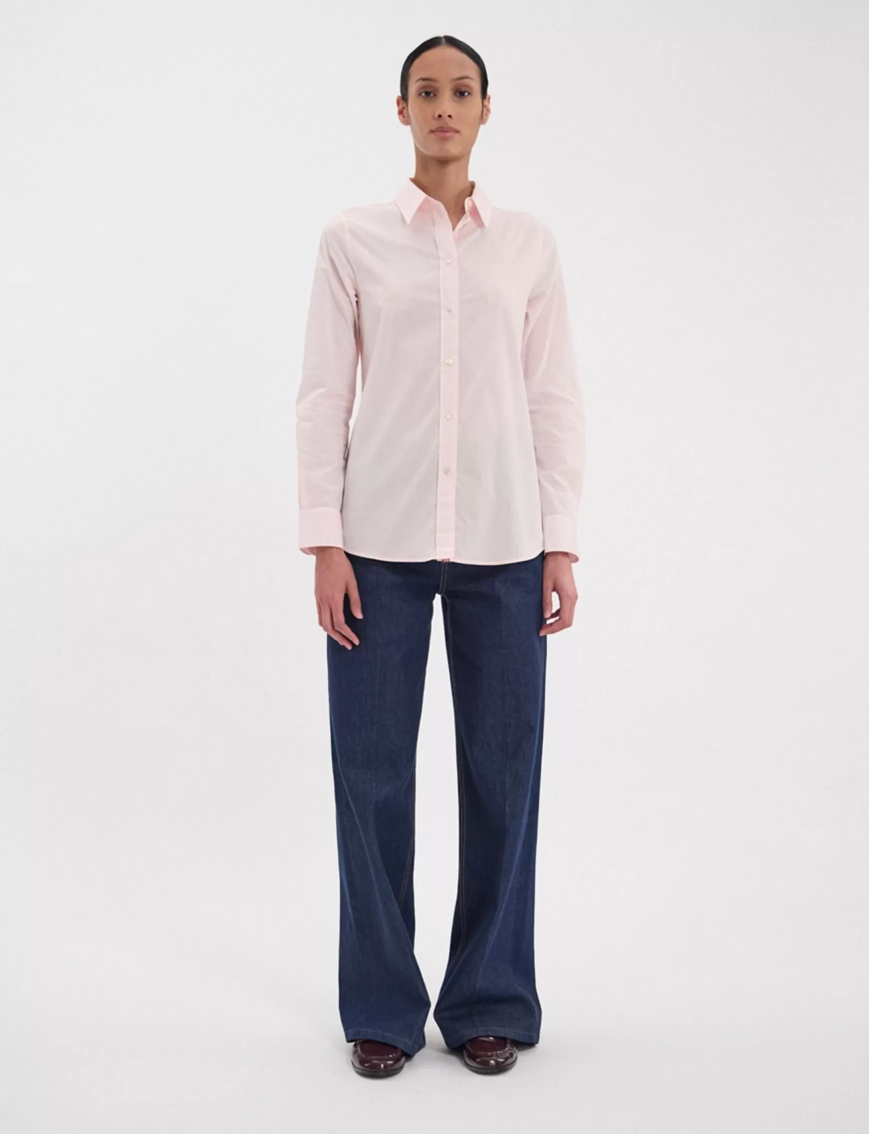 Ines de la Fressange Paris Martin pale pink cotton shirt Clearance