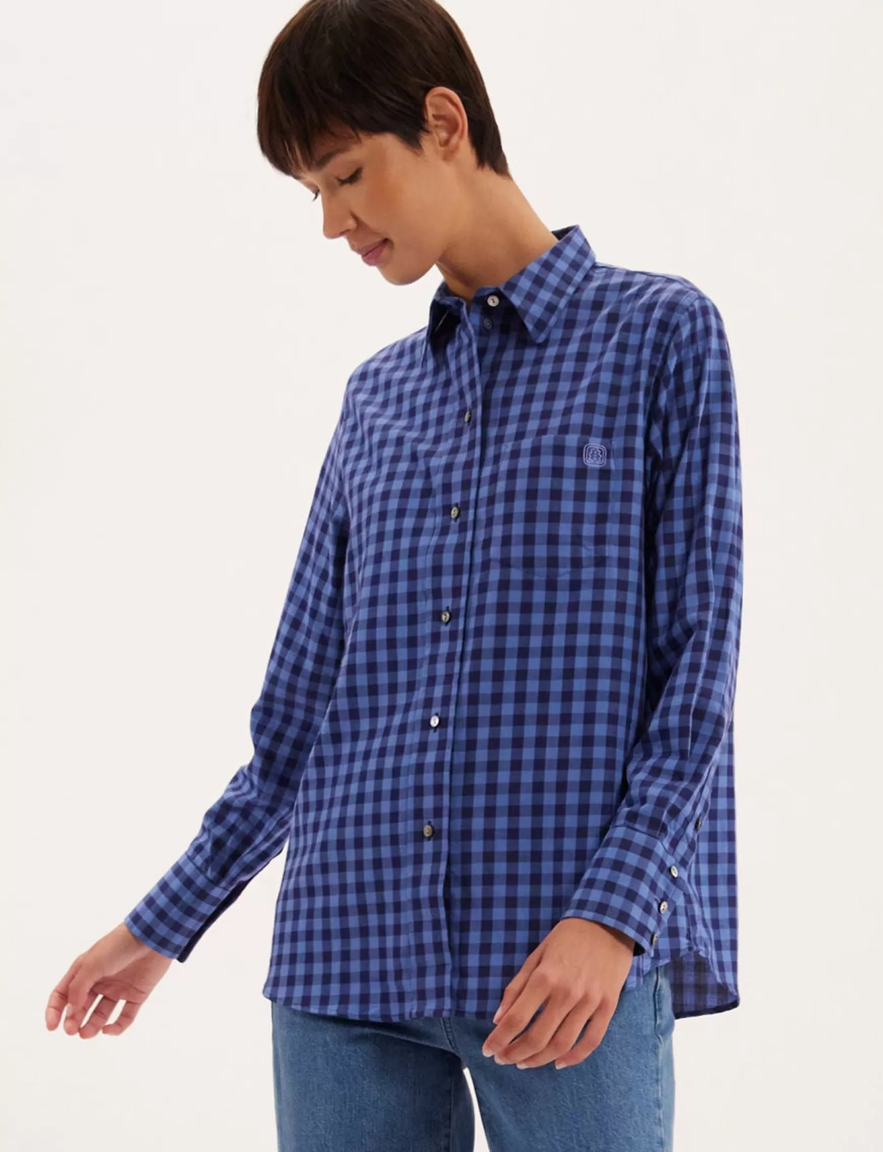 Ines de la Fressange Paris Maureen blue check shirt Cheap