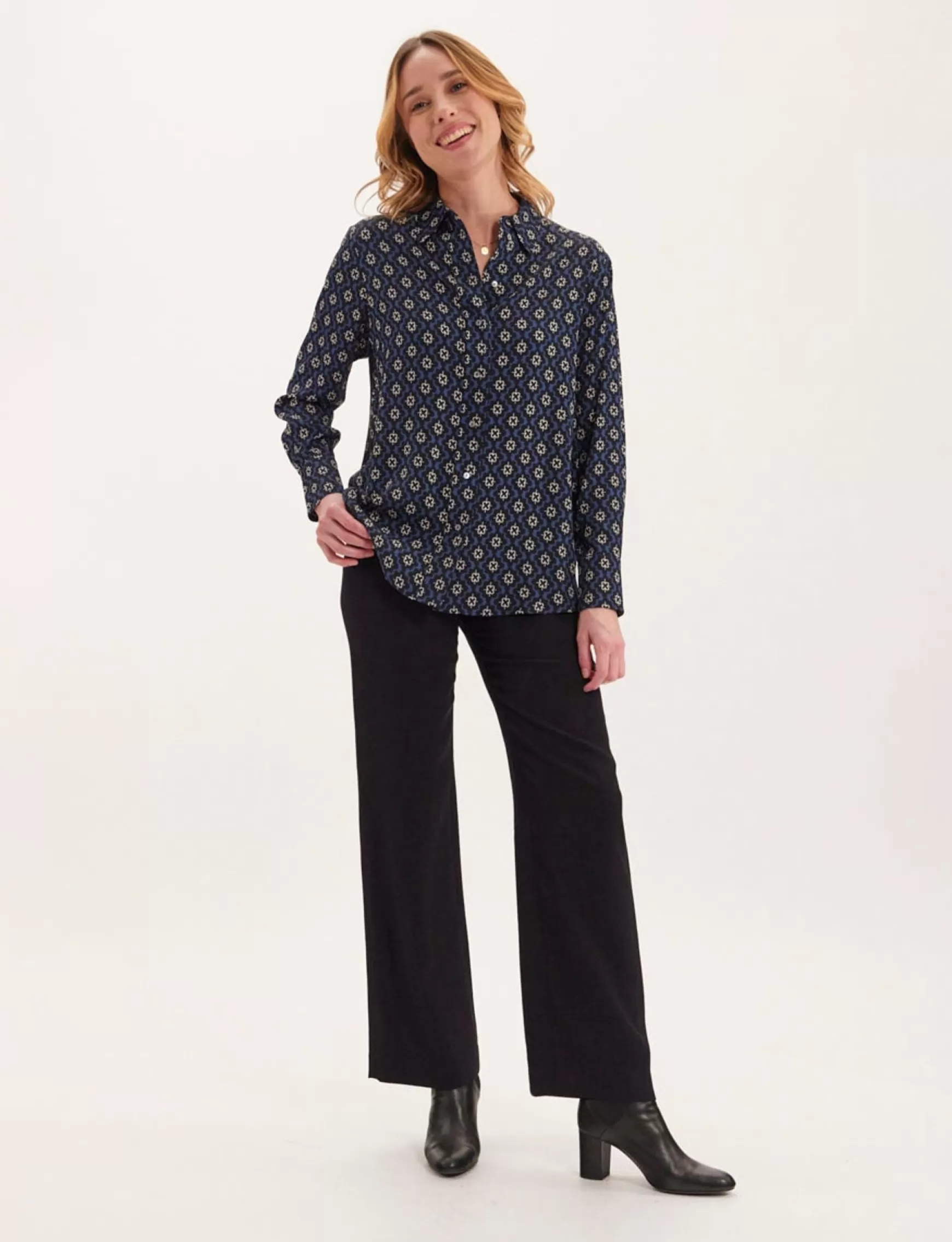 Ines de la Fressange Paris Maureen blue print shirt Flash Sale