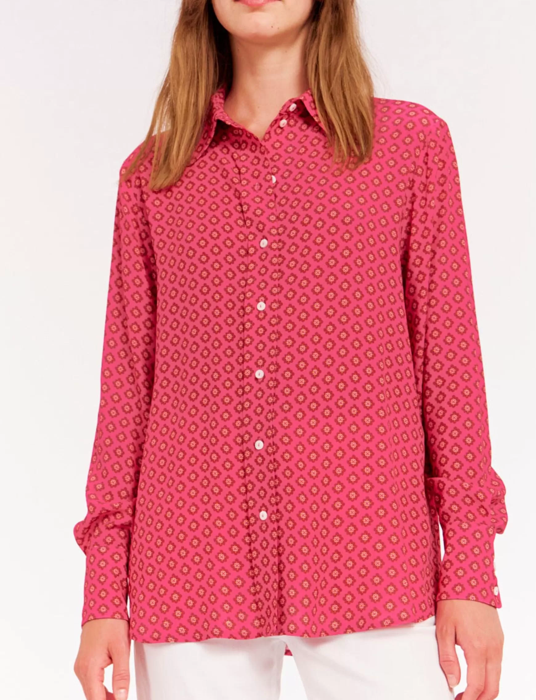 Ines de la Fressange Paris Maureen pink crepe shirt Sale