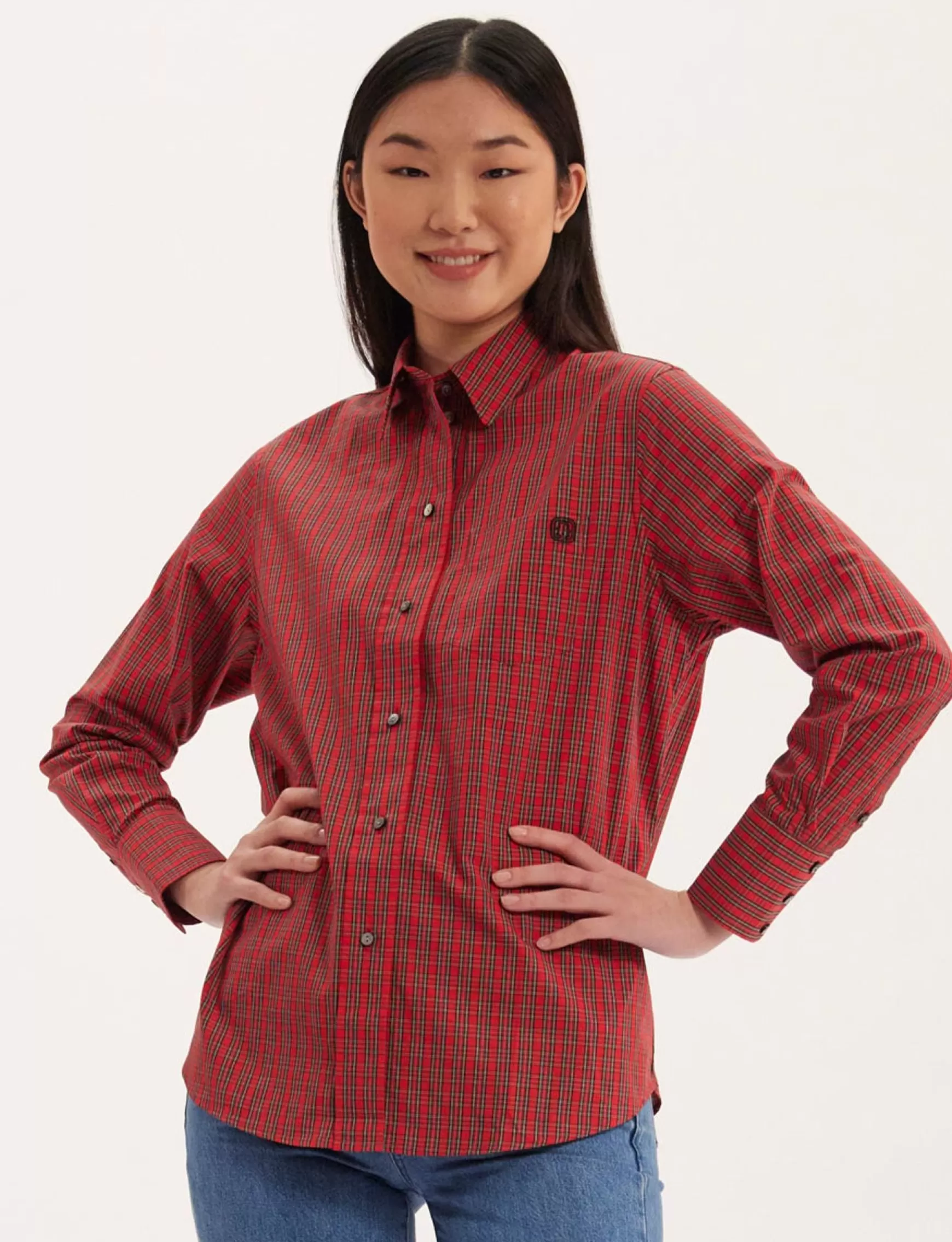 Ines de la Fressange Paris Maureen red check shirt New