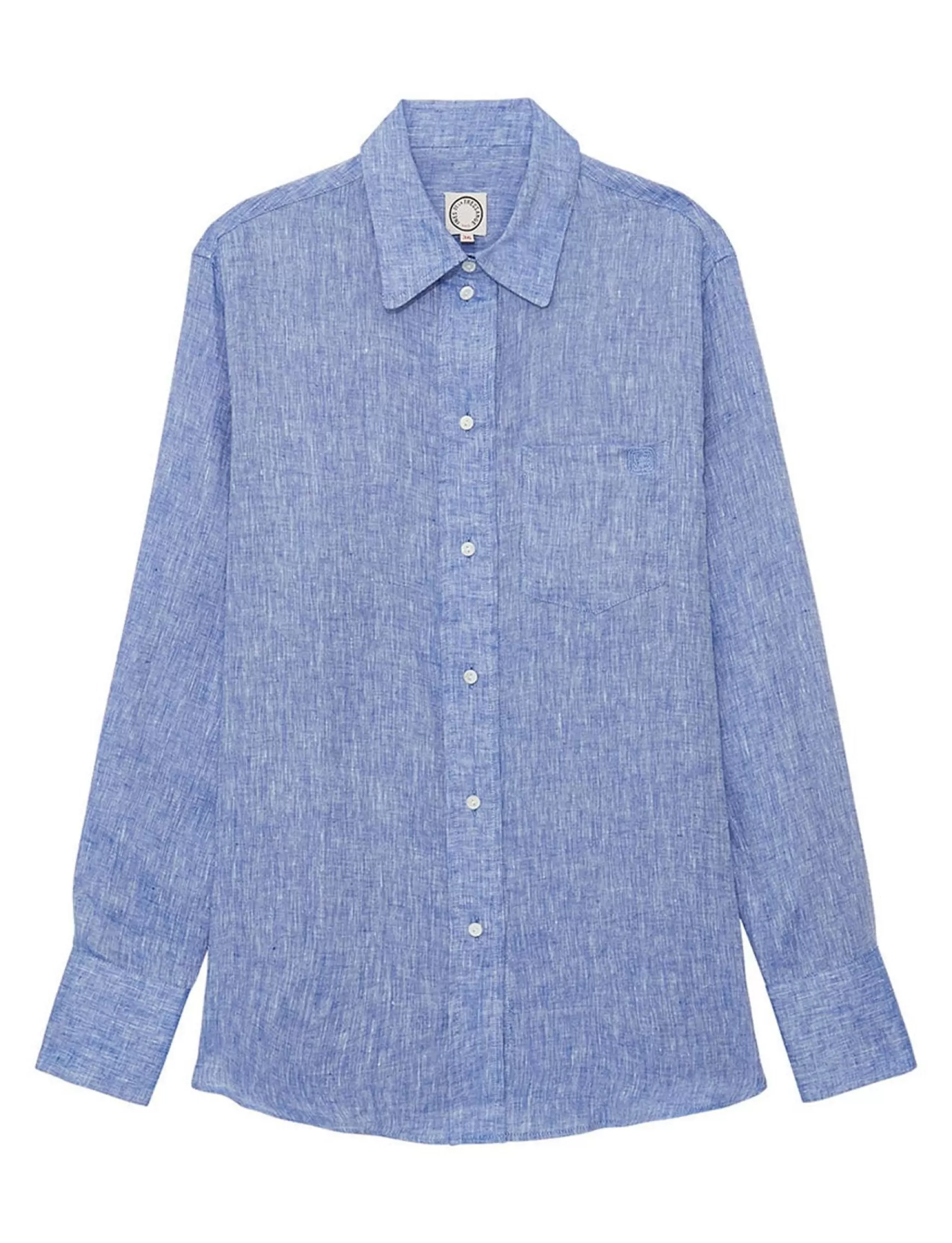 Ines de la Fressange Paris Maureen shirt in blue linen Store