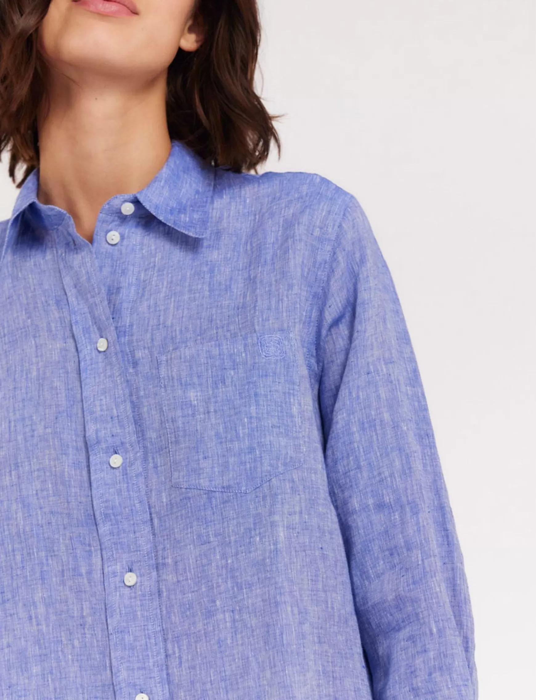 Ines de la Fressange Paris Maureen shirt in blue linen Store